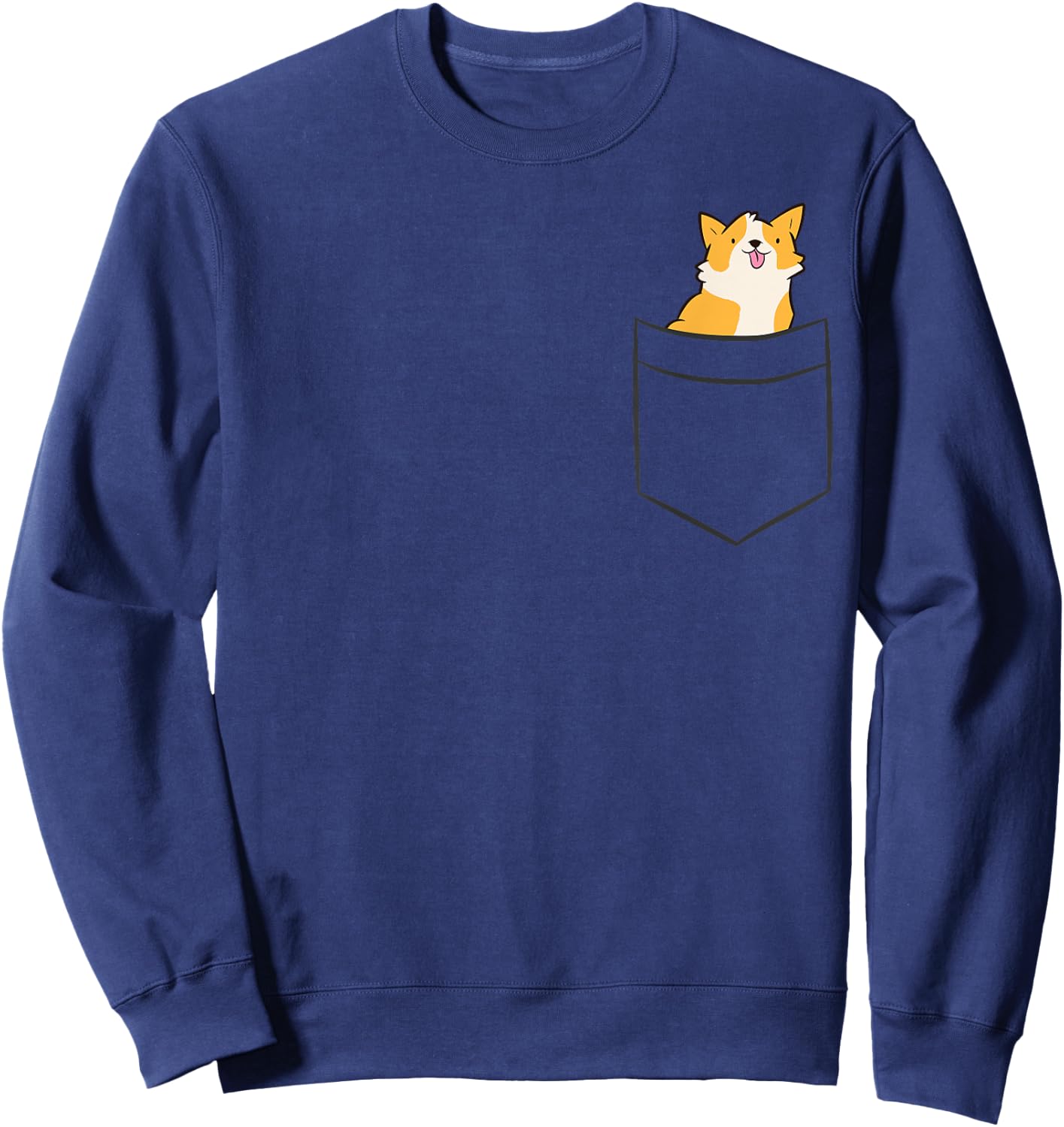 Corgi Dog In Pocket Pembroke Welsh Corgi Women Girls Kids Sweatshirt - Sweatshirt | Navy