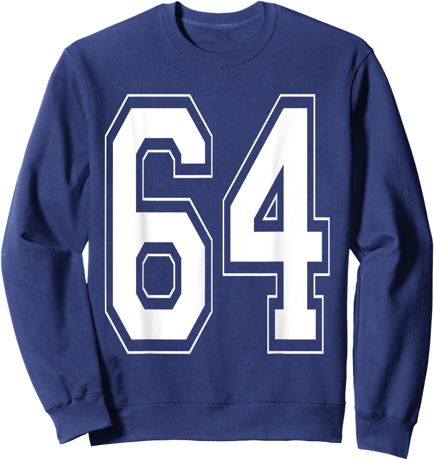 Number 64 Baseball Football Soccer Numbered Jersey Sweatshirt - Sweatshirt | Navy