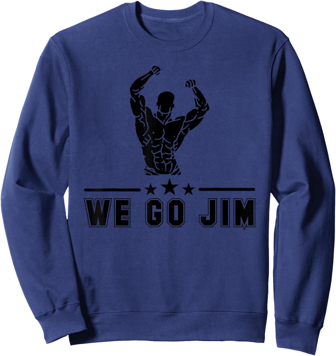 We Go Jim Workout Retro Flexing Gym Sweatshirt - Sweatshirt | Navy