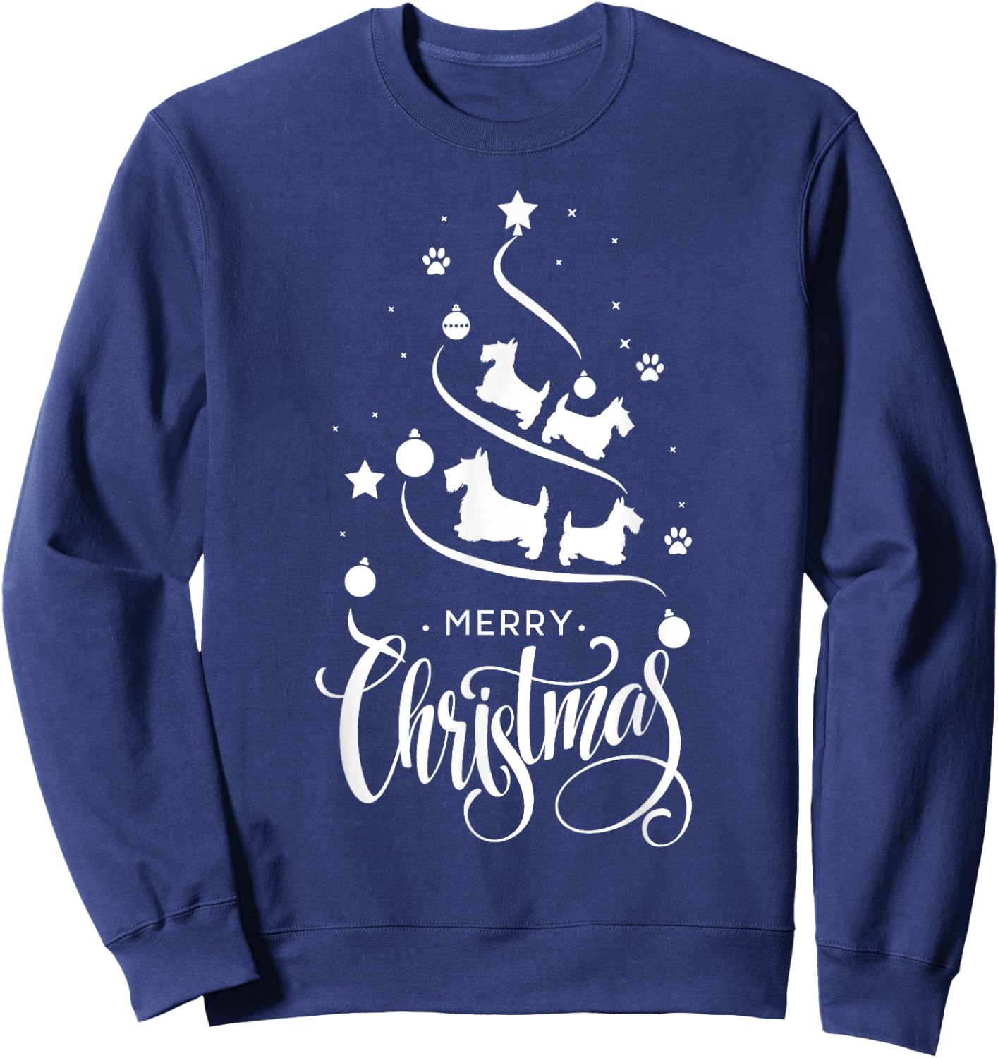 Scottish Terrier Dog Owners Gifts Christmas Tree Dog Lovers Sweatshirt - Sweatshirt | Navy