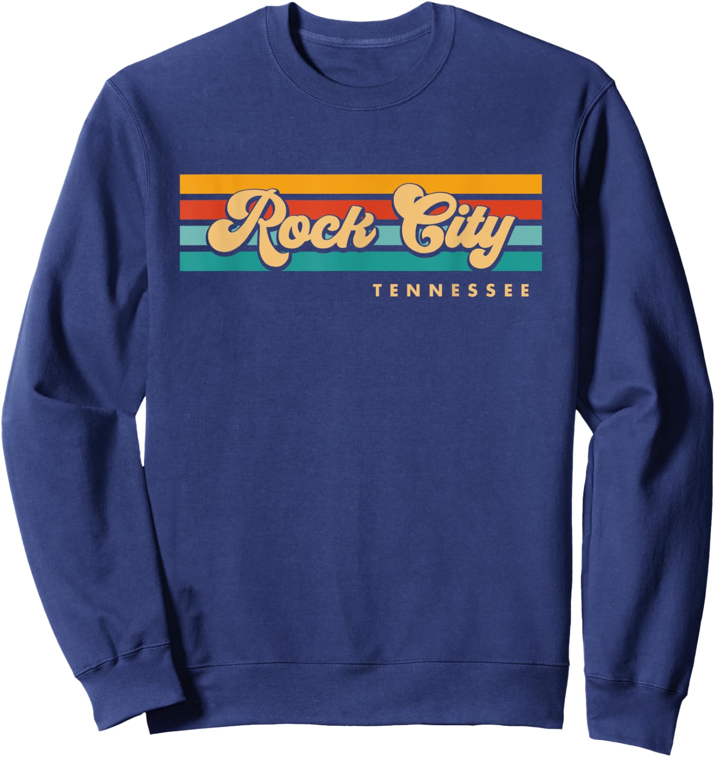 Vintage Sunset Stripes Rock City, Tennessee Sweatshirt - Sweatshirt | Navy