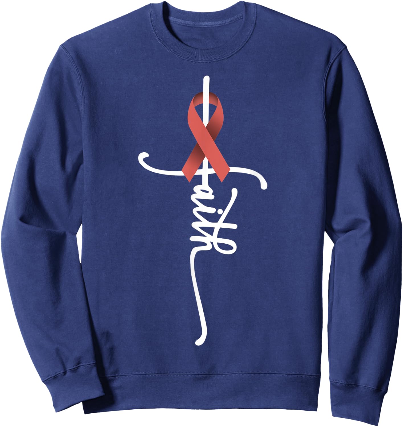 Uterine Cancer Faith Endometrial Cancer Awareness Support Sweatshirt - Sweatshirt | Navy