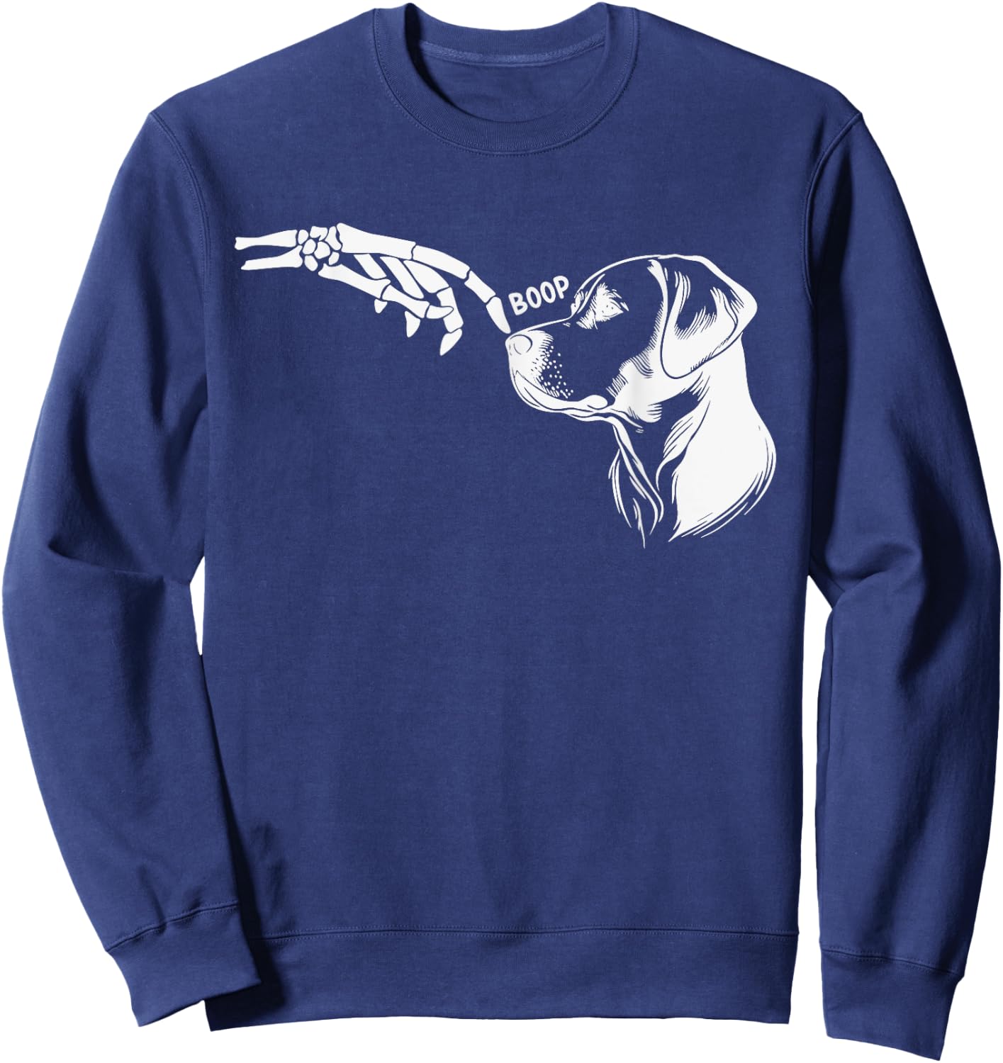 Dog Lover Skeleton Hand Boop Funny Halloween 2023 Labrador Sweatshirt - Sweatshirt | Navy