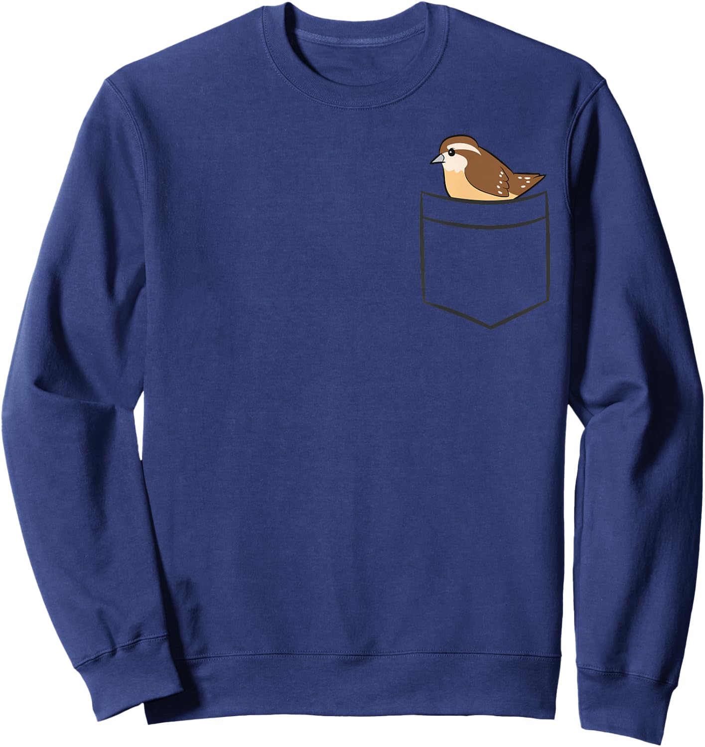Wren Bird In a Pocket Cute Pocket Wren Sweatshirt - Sweatshirt | Navy