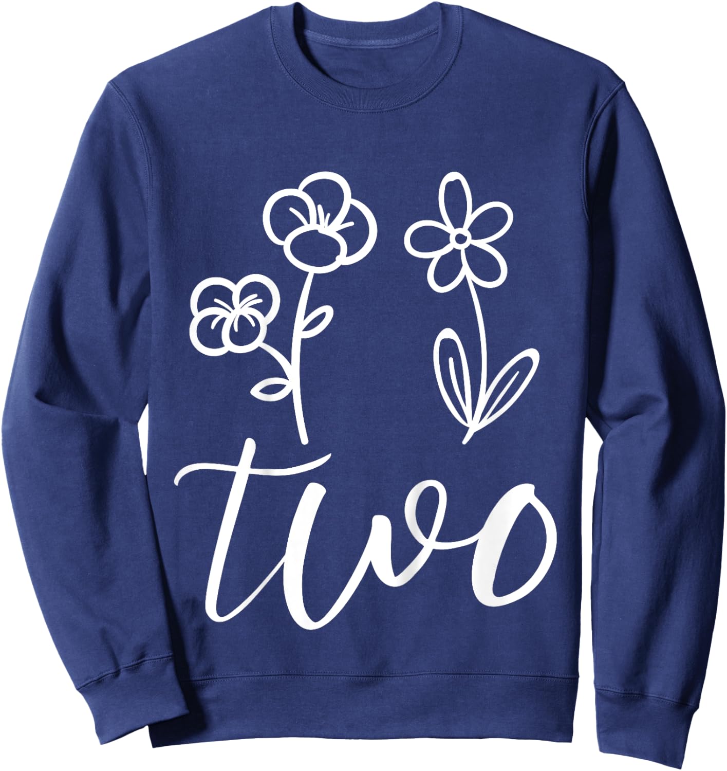 Floral Two 2 Year Old 2nd Birthday Gift Second Girl Toddler Sweatshirt - Sweatshirt | Navy