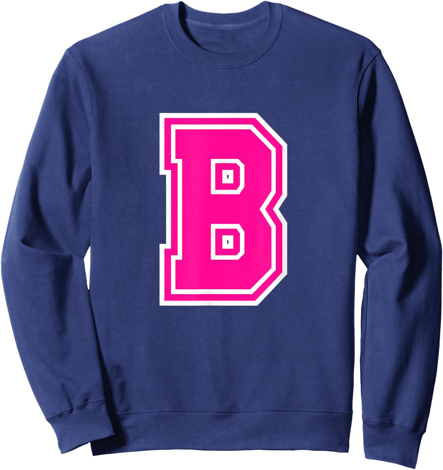 Letter B Pink Monogram Initial Sweatshirt - Sweatshirt | Navy