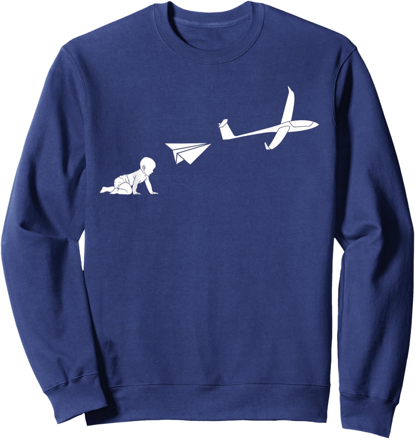 Glider Evolution Funny Aviation Small Plane Pilot Pun Sweatshirt - Sweatshirt | Navy