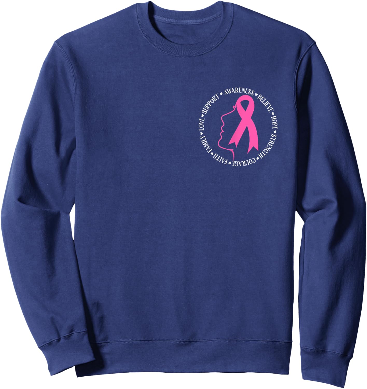 Breast Cancer Awareness Pink Ribbon Support Squad Cancer Sweatshirt - Sweatshirt | Navy