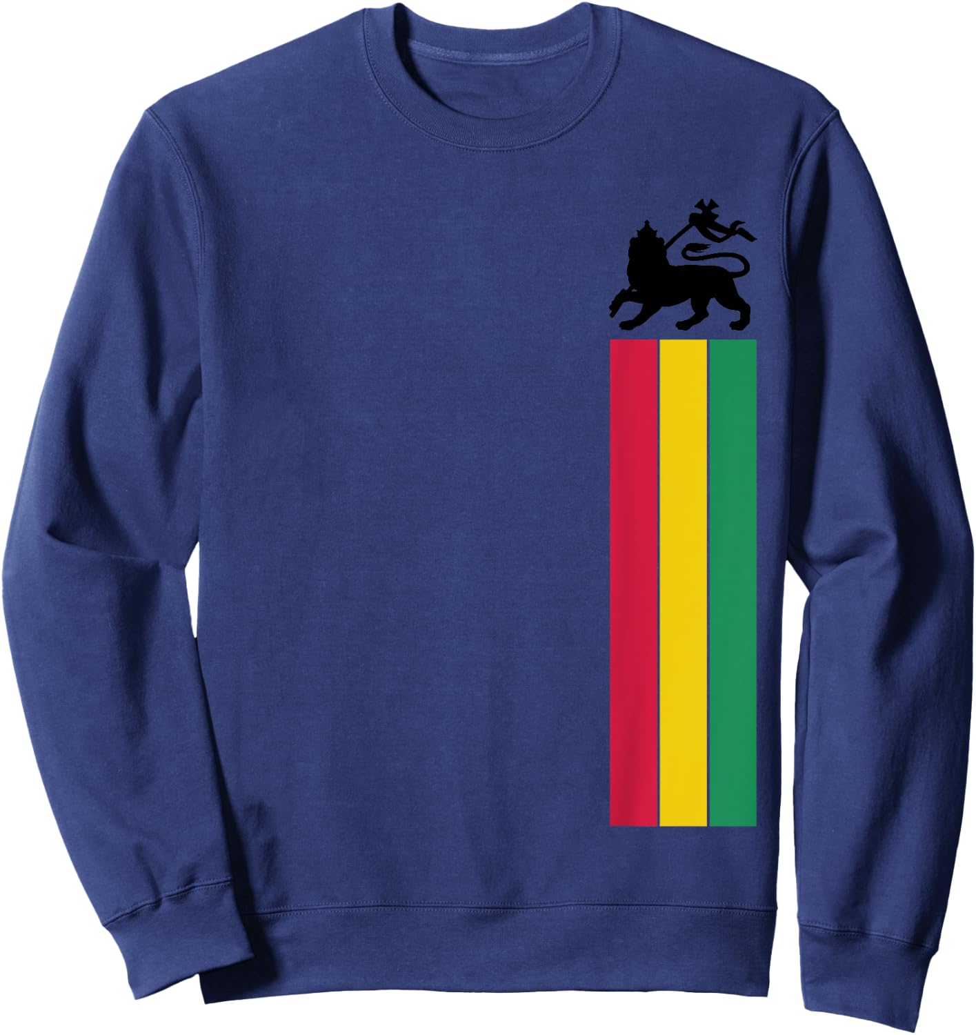 Lion of Juda Reggae Music Jamaica Ethiopian Flag Sweatshirt - Sweatshirt | Navy