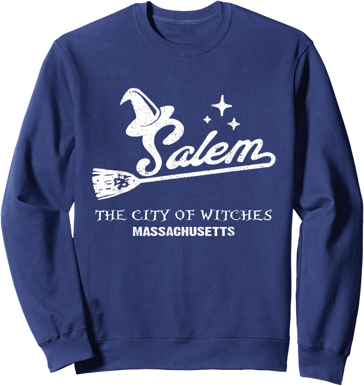 Vintage Salem Massachusetts Halloween City Of Witches Sweatshirt - Sweatshirt | Navy