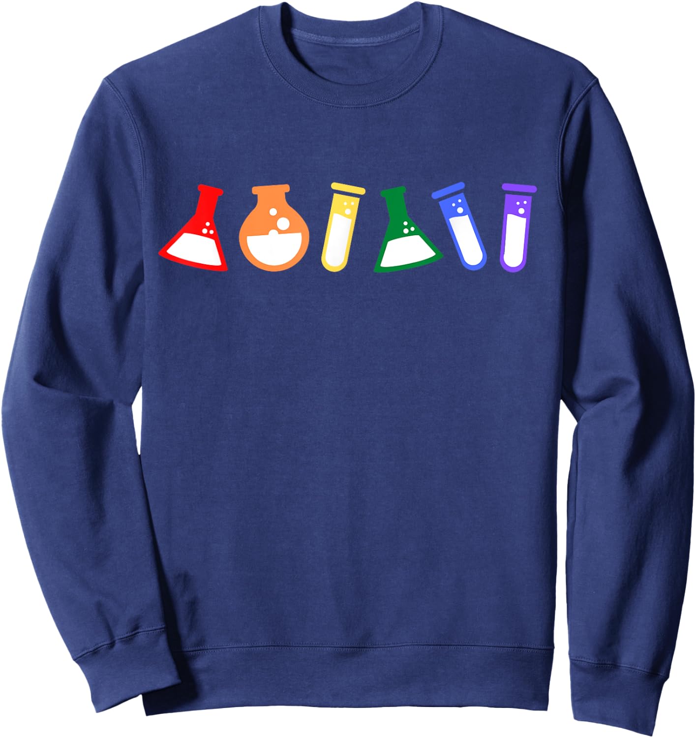 Rainbow Test Tube Beakers - Queer Scientist, Gay Scientist Sweatshirt - Sweatshirt | Navy