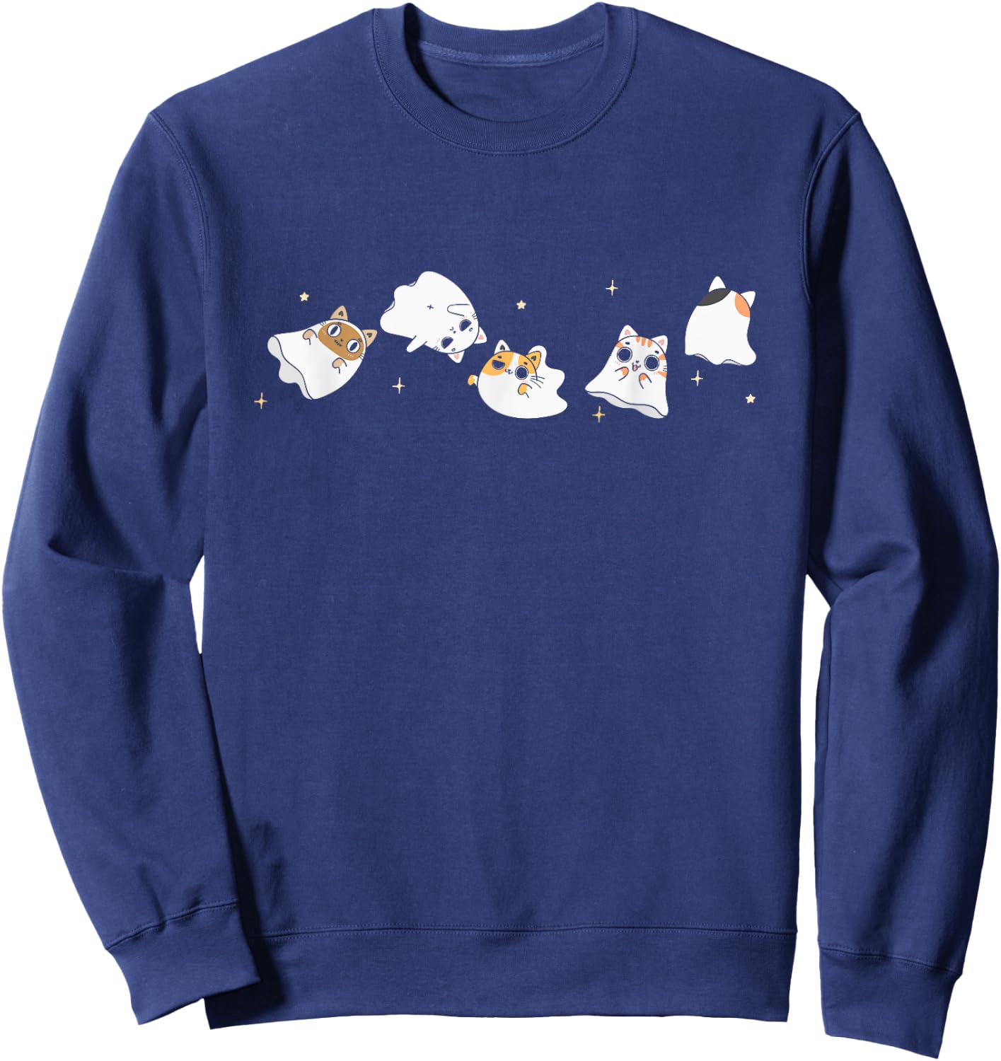 Cat Ghost Halloween Costume Spooky Cute Kawaii Animal Sweatshirt - Sweatshirt | Navy