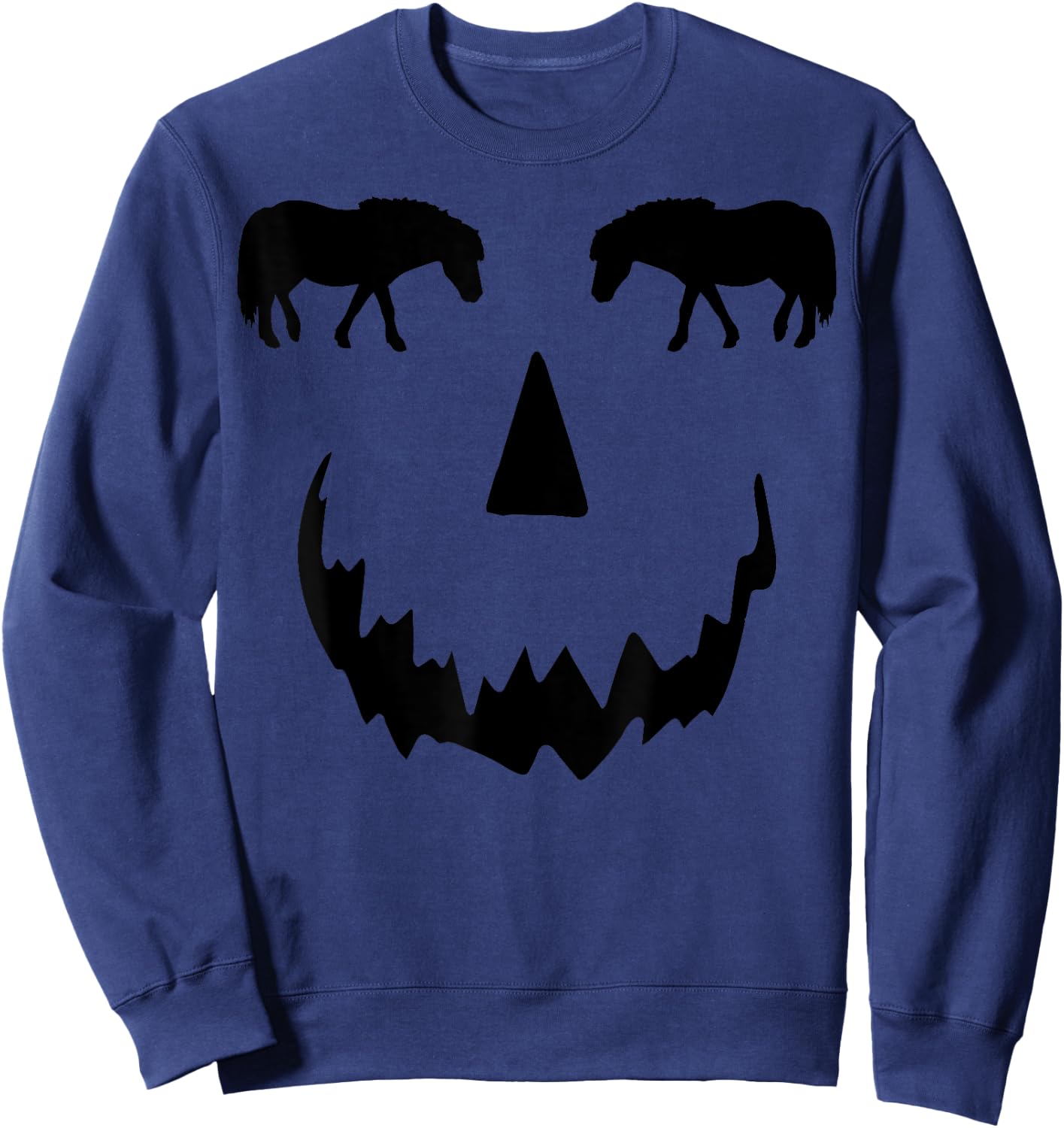 pumpkin Miniature Horse Tiny Horse halloween Sweatshirt - Sweatshirt | Navy