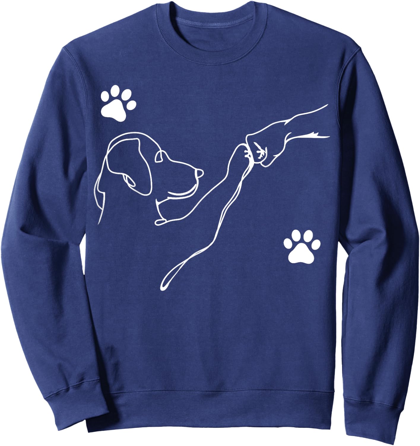 Dog and People Punch Hand Dog Friendship Fist Bump Dog's Paw Sweatshirt - Sweatshirt | Navy