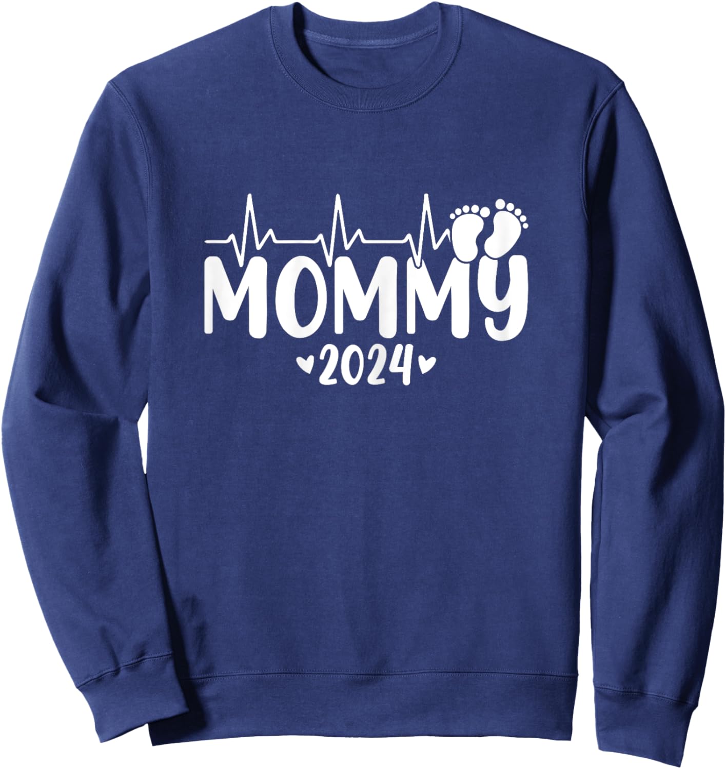 Mommy 2024 Heartbeat 1st time Pregnancy Announcement Mom Sweatshirt - Sweatshirt | Navy