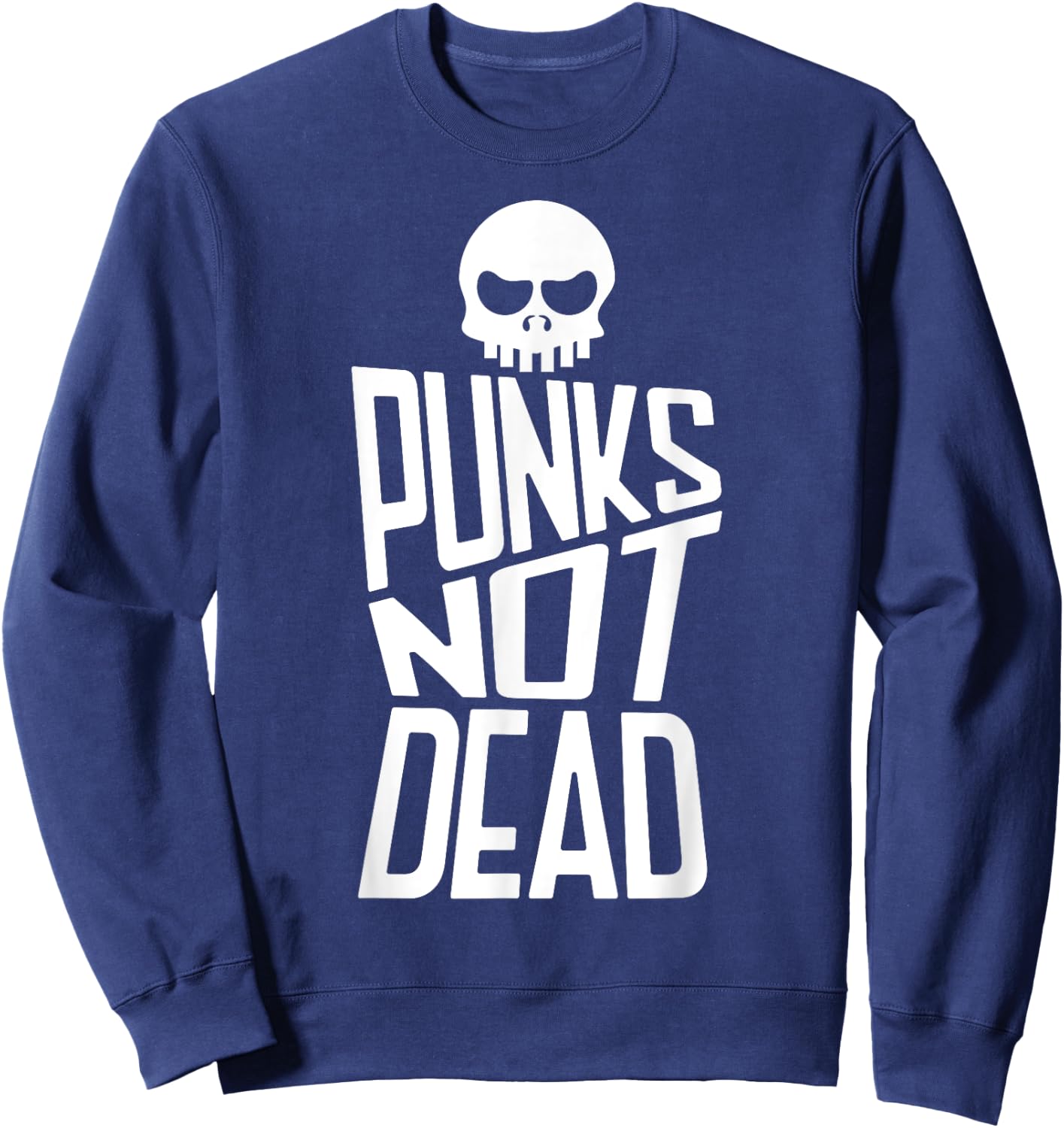 Punks Not Dead Skeleton Music Skull Aesthetic Subculture Sweatshirt - Sweatshirt | Navy