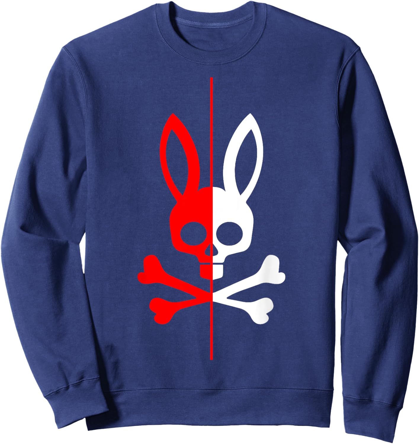 Scary Skull And Crossbones Bad Rabbit Horror Bunny Halloween Sweatshirt - Sweatshirt | Navy