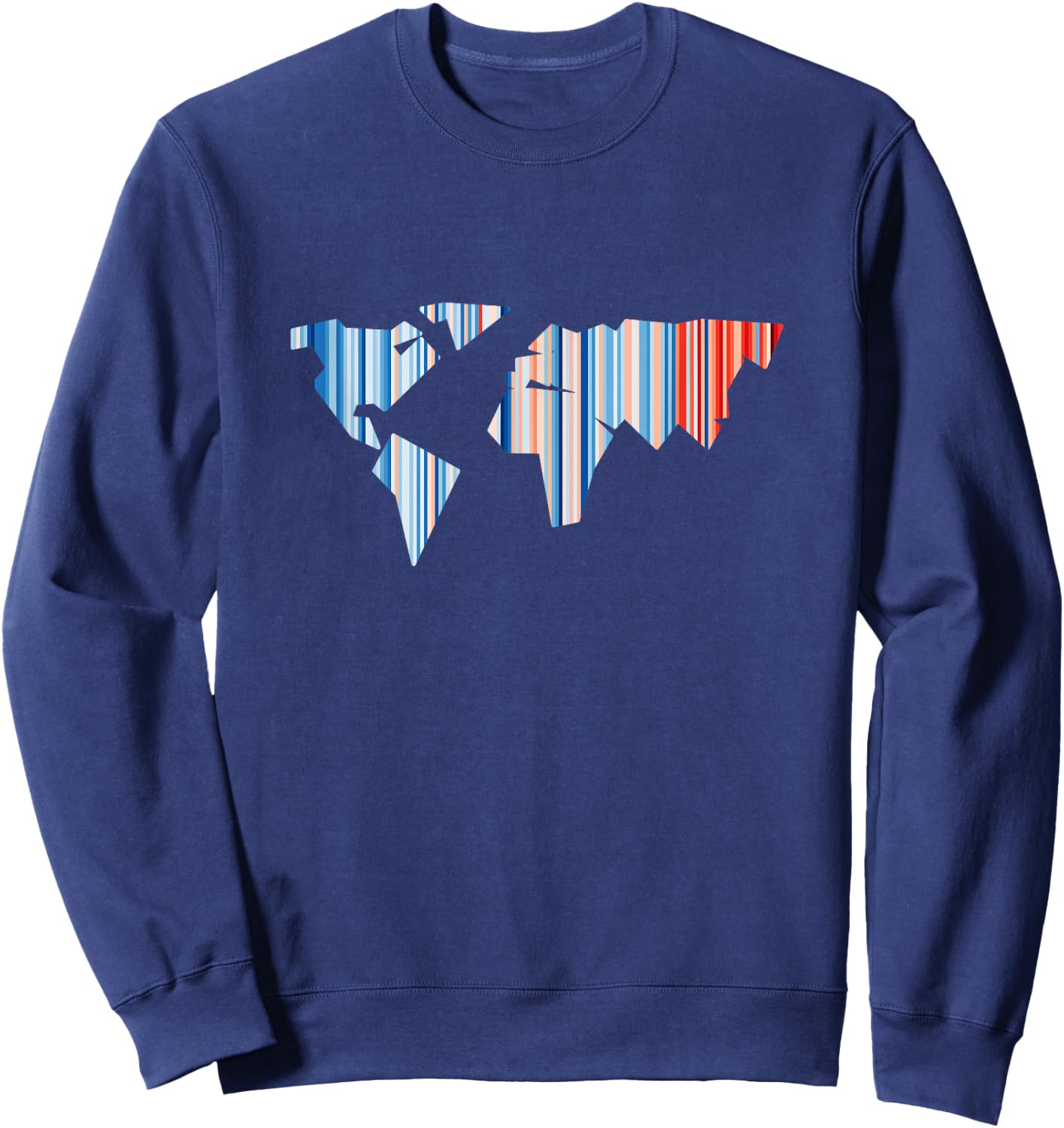 Climate Change - Warming Stripes - World Map Sweatshirt - Sweatshirt | Navy