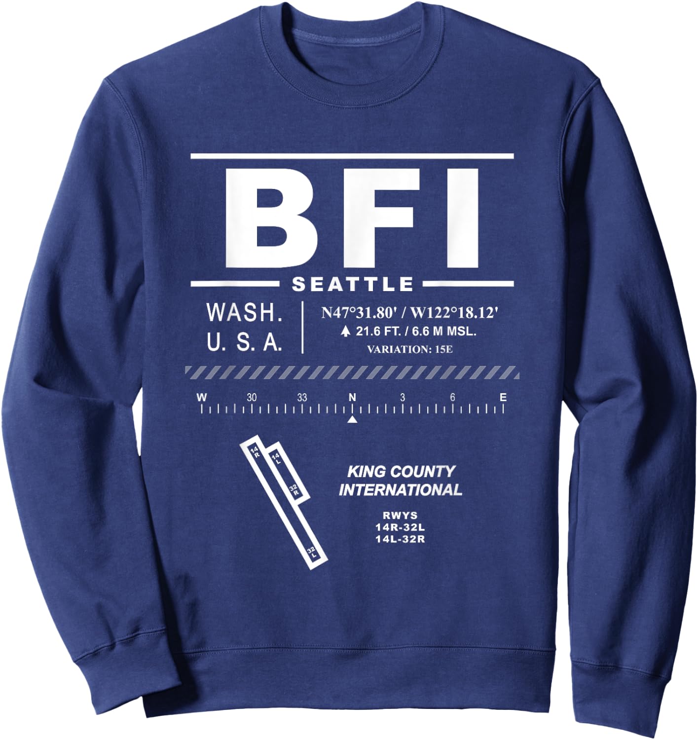 King County International Airport Seattle Washington BFI Sweatshirt - Sweatshirt | Navy