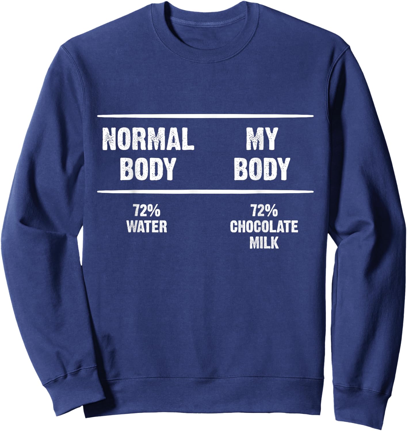 Water and Chocolate Milk Body Percentage Funny Milkaholic Sweatshirt - Sweatshirt | Navy