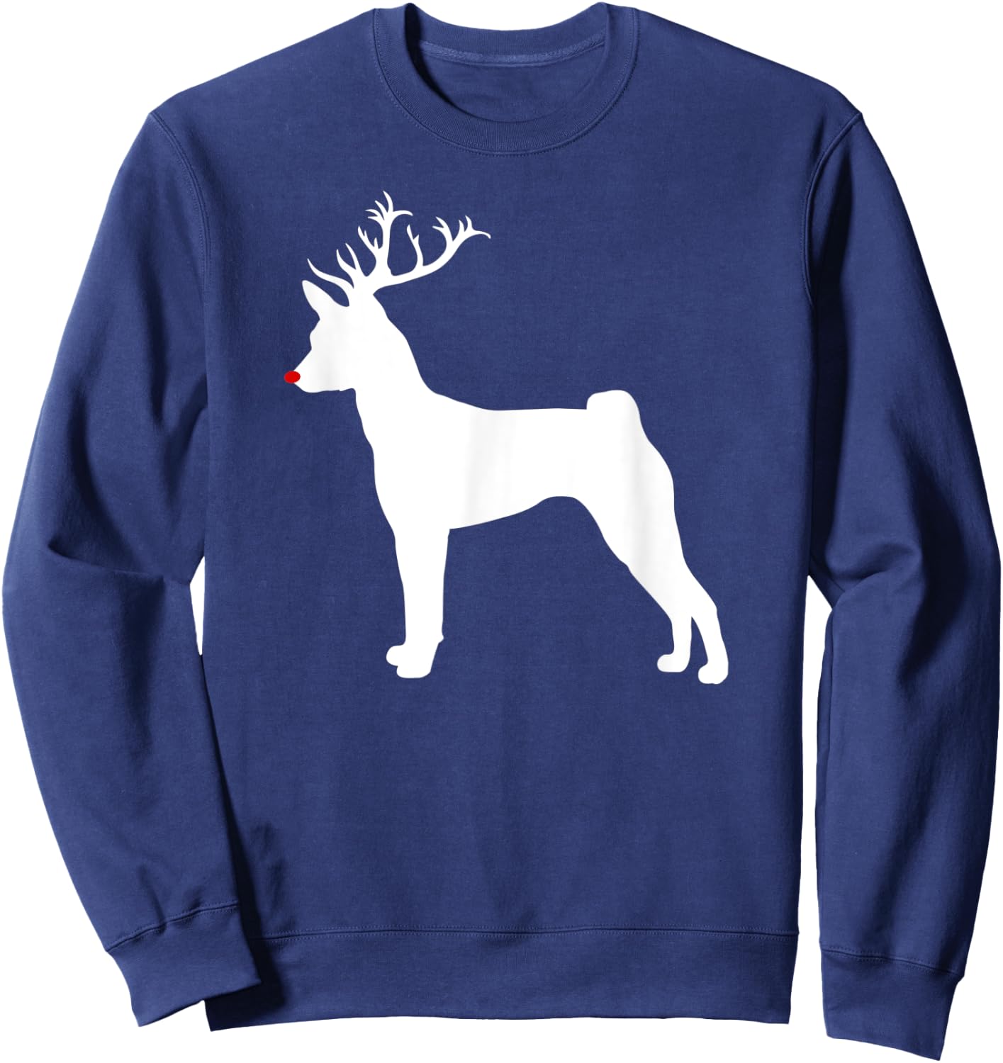 Funny Basenji Dog Christmas Reindeer Antlers Xmas Sweatshirt - Sweatshirt | Navy