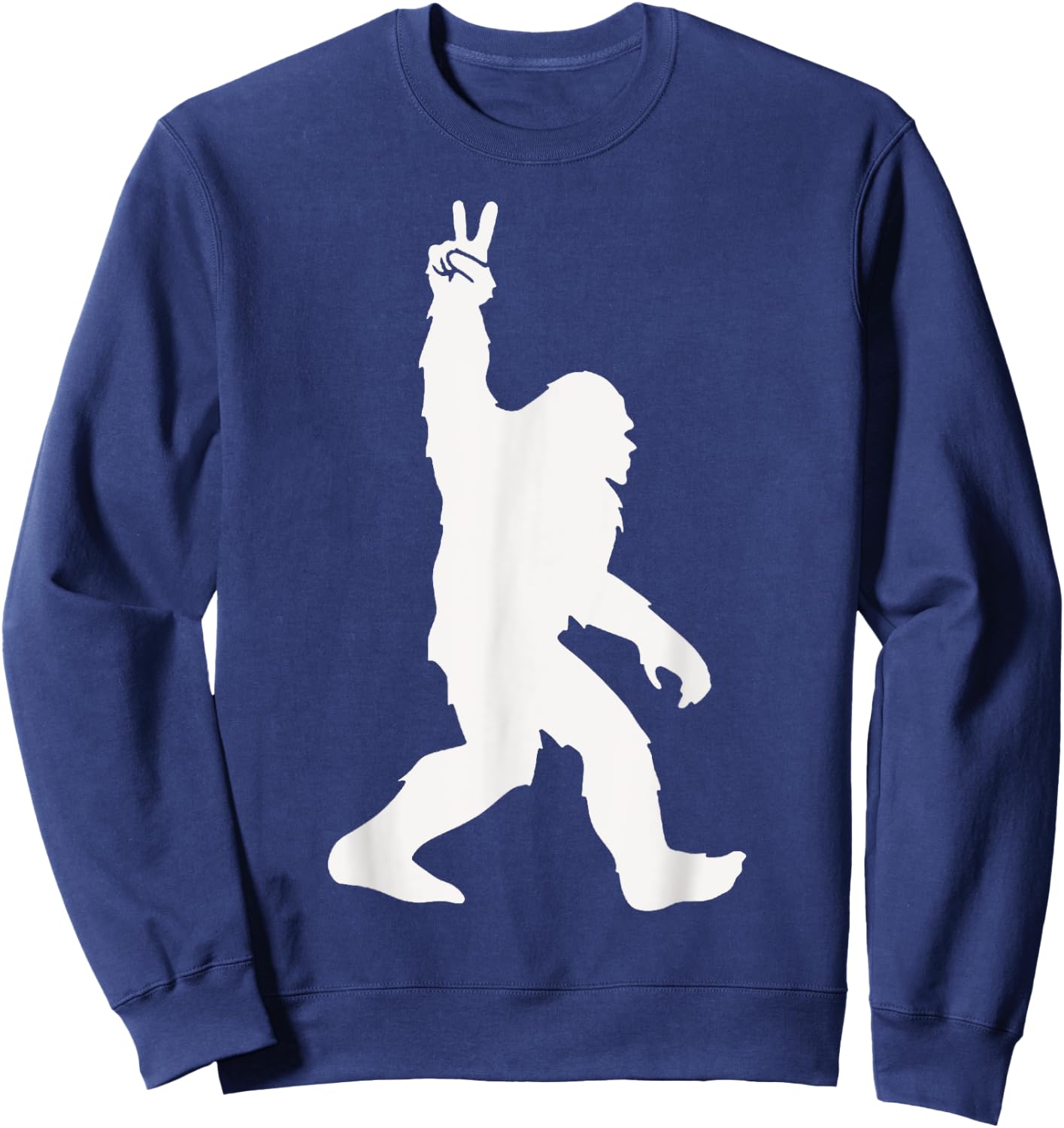 Funny Bigfoot Two Fingers Up For Peace Believers Men Women Sweatshirt - Sweatshirt | Navy