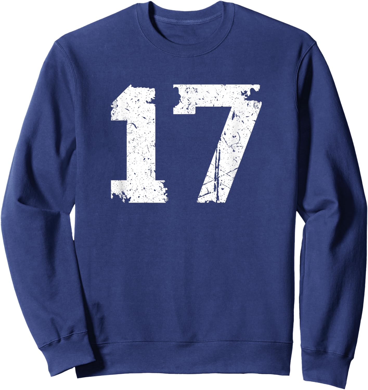 Number #17 Sport Vintage Torn Varsity Number Sweatshirt - Sweatshirt | Navy