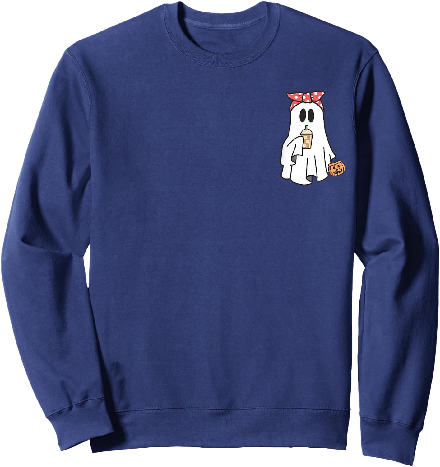 Iced Coffee Ghost Halloween Coffee Lover Spooky Season Women Sweatshirt - Sweatshirt | Navy