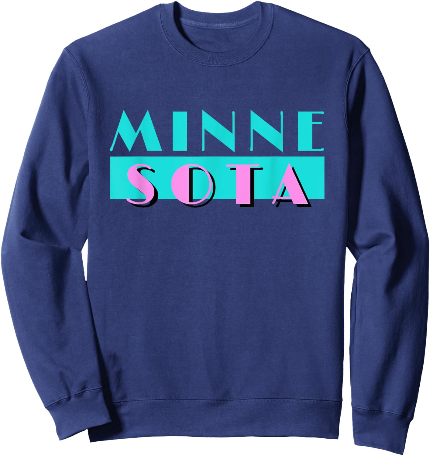 Retro Minnesota Neon Logo, Minnesotan MN State Pride Gift Sweatshirt - Sweatshirt | Navy