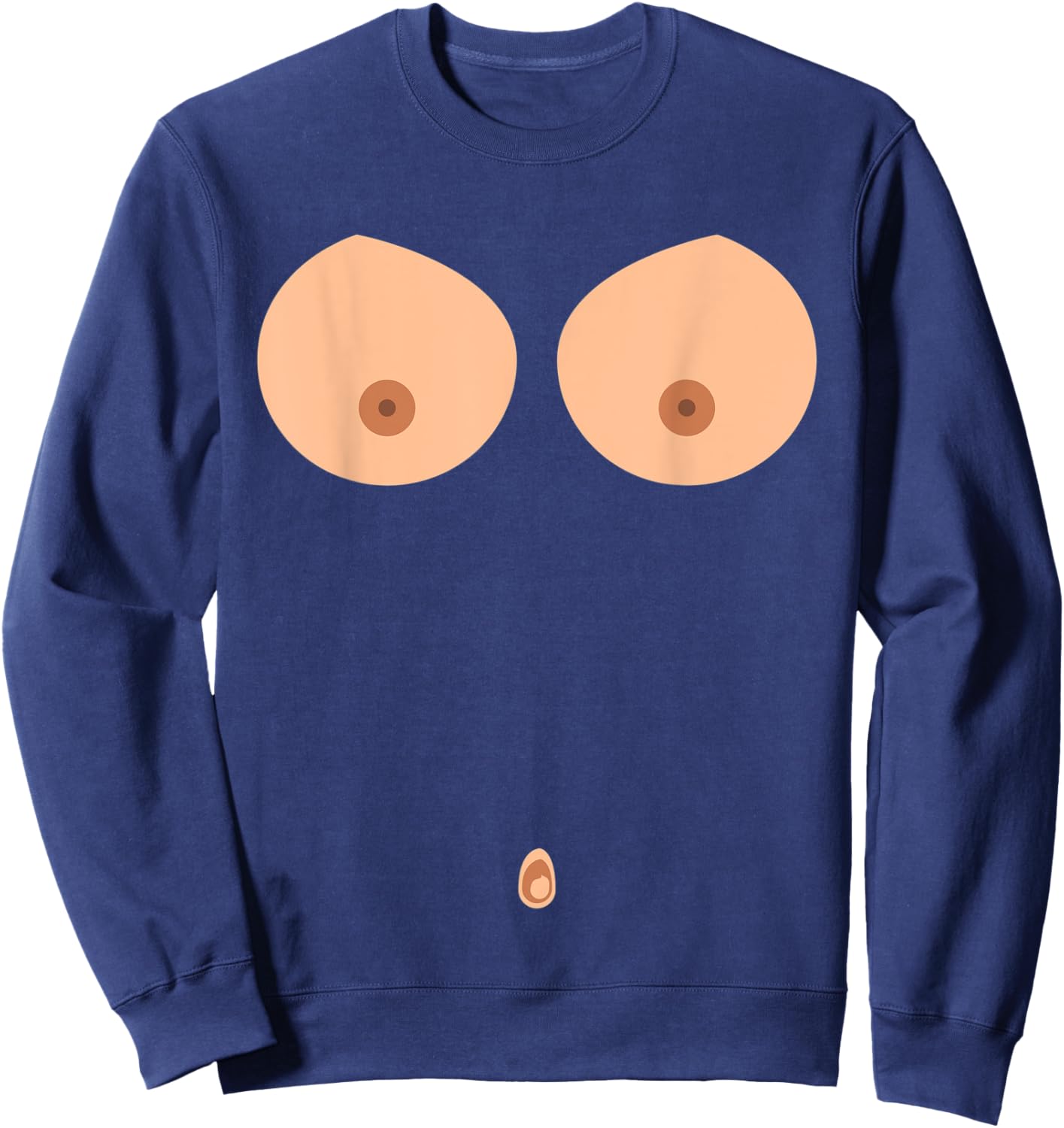 Breast Nipple Belly Button Titten Breasts Funny Costume Sweatshirt - Sweatshirt | Navy