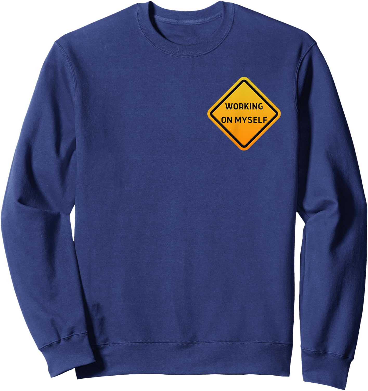 Gym Pump Cover Working on Myself Graphic Sweatshirt - Sweatshirt | Navy
