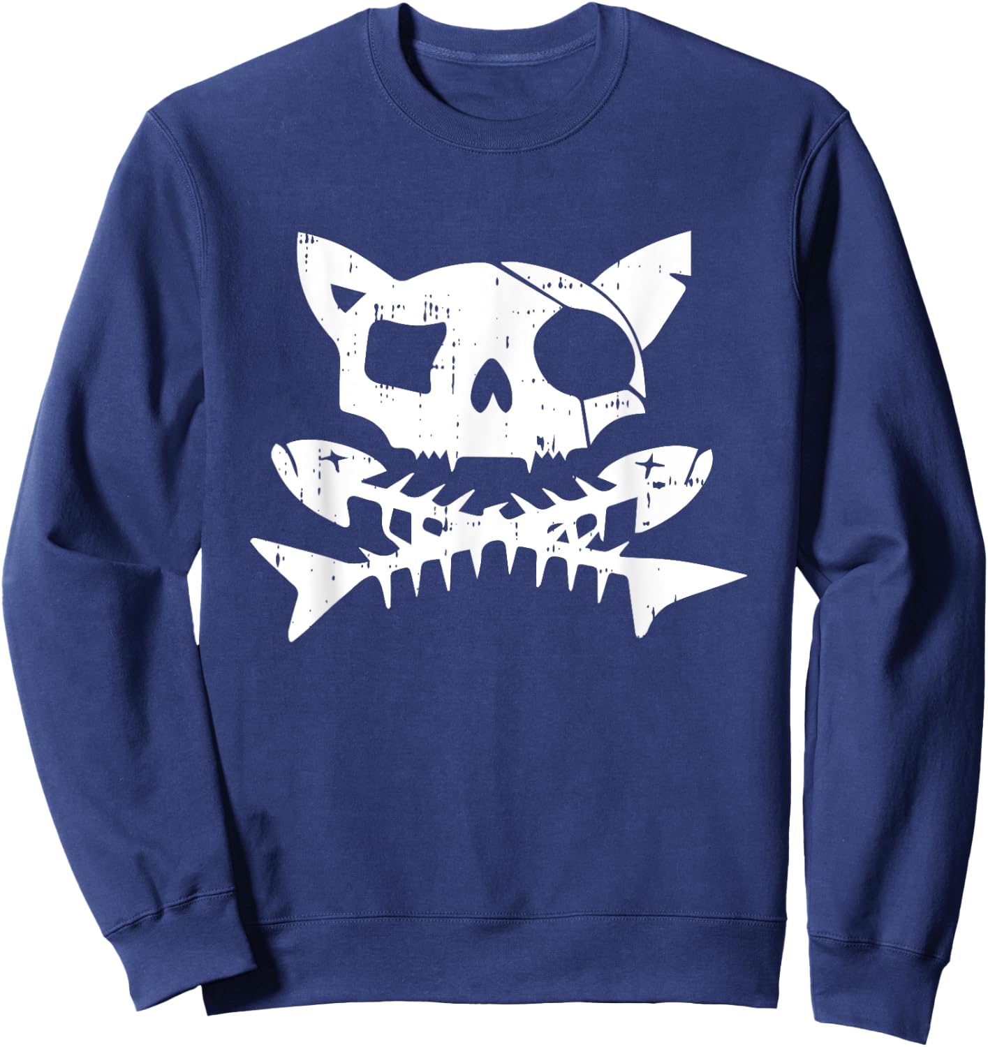 Cat Pirate Halloween Costume Scary Skull And Crossbone Men Women Kids Sweatshirt - Sweatshirt | Navy