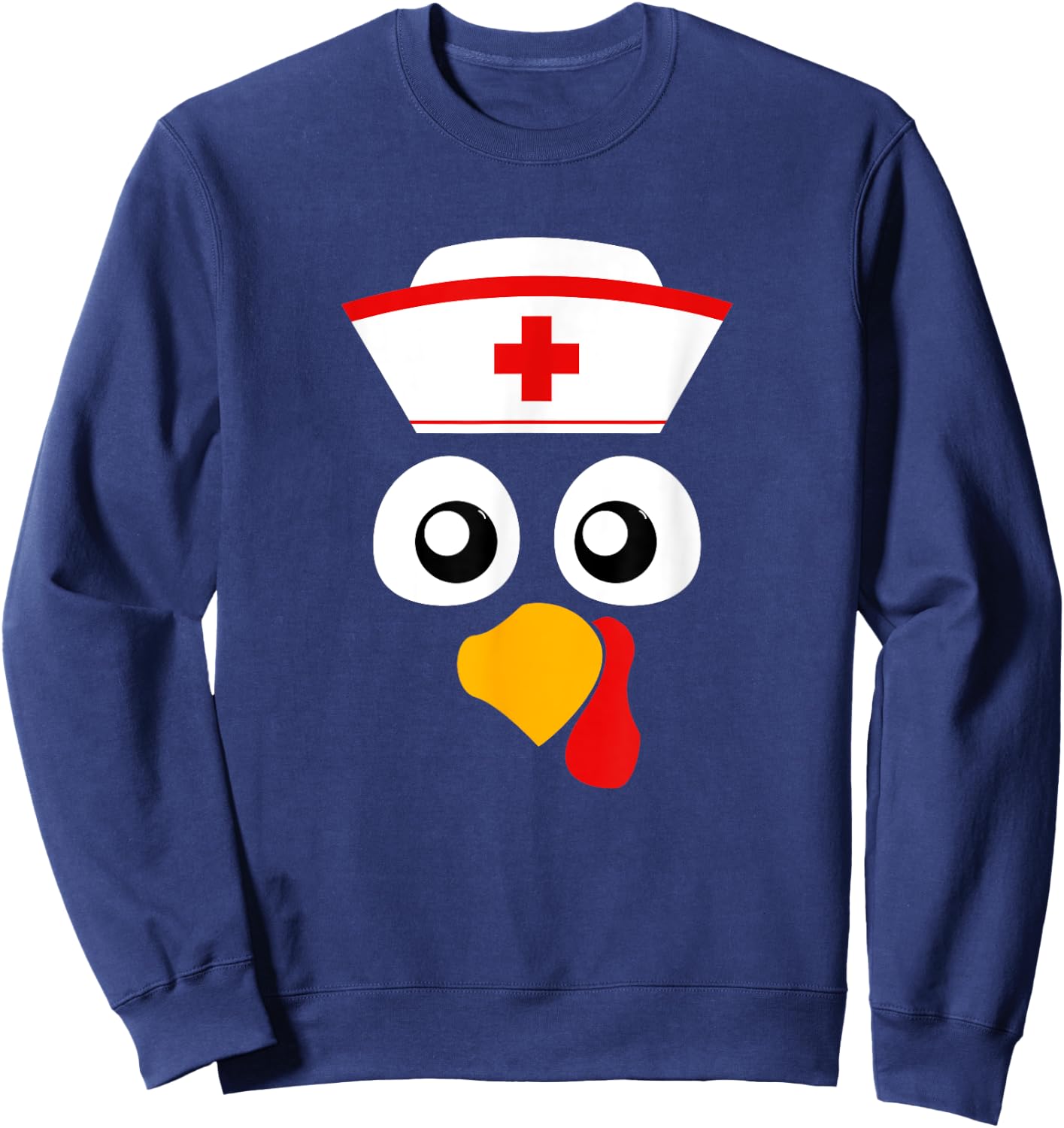 Cute Nurse Turkey Face, Nurses Cap for Thanksgiving party Sweatshirt - Sweatshirt | Navy