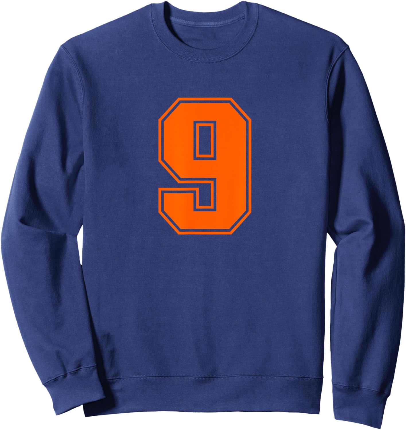 Number #9 Orange Sports Jersey Lucky Number Sweatshirt - Sweatshirt | Navy