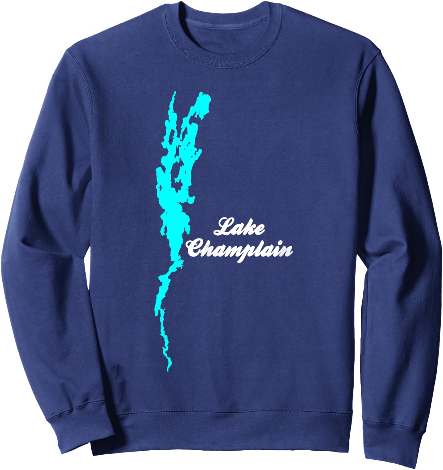 Minimalist Lake Champlain, New York and Vermont Sweatshirt - Sweatshirt | Navy
