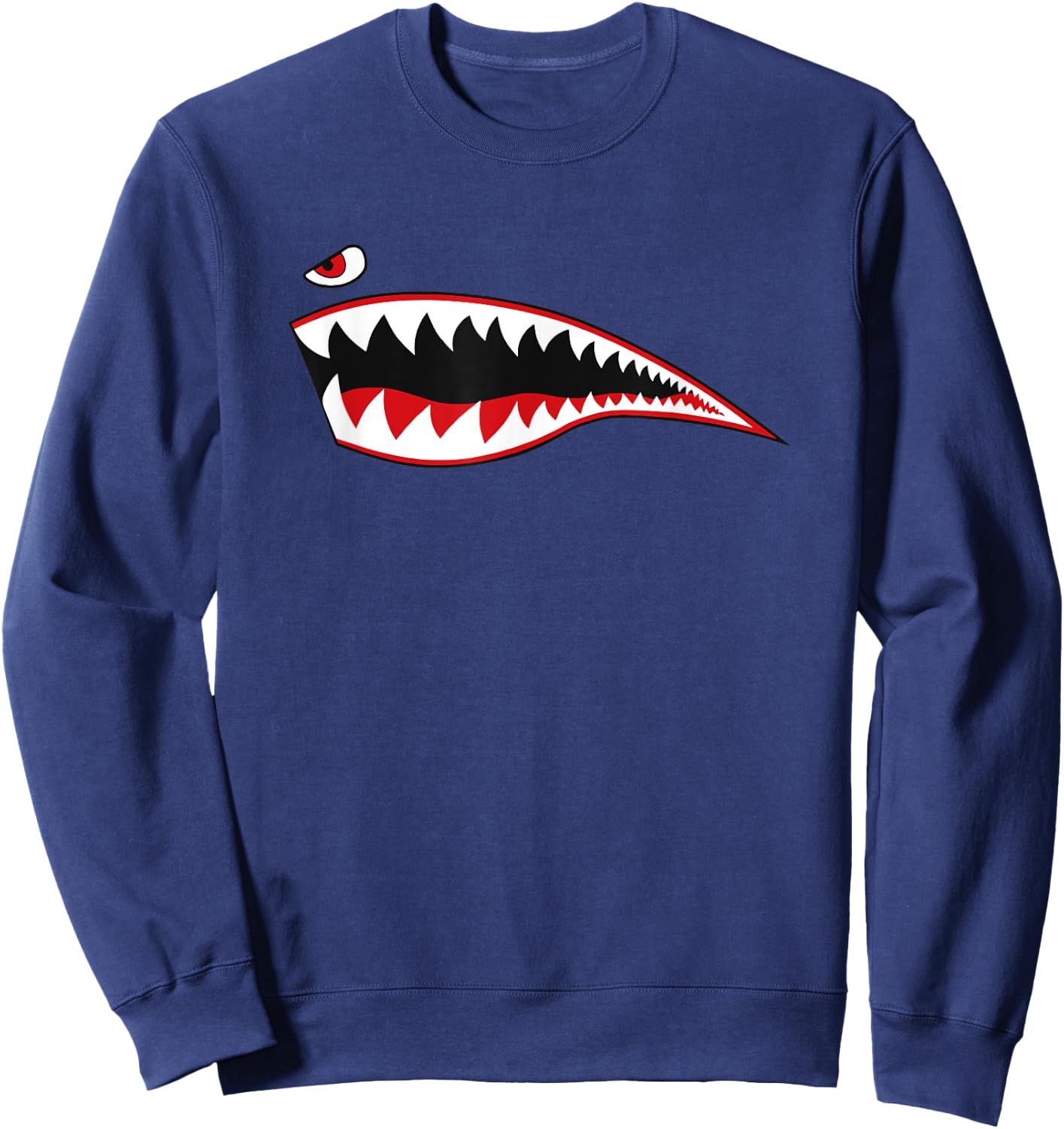 Shark Mouth Plane Nose WW2 P-40 Warhawk A-10 Warthog Teeth Sweatshirt - Sweatshirt | Navy