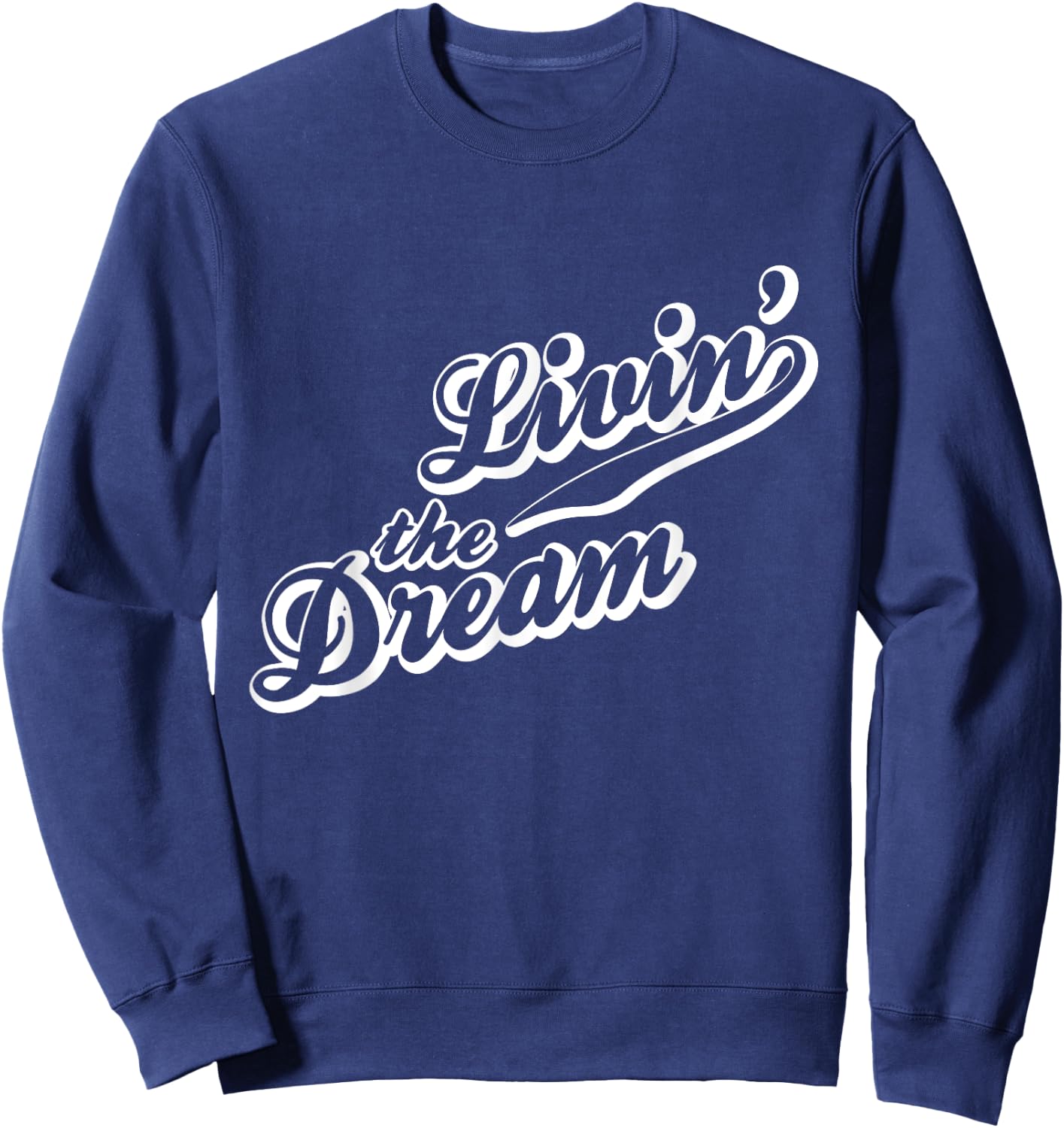 Livin' The Dream Retro White Print Sweatshirt - Sweatshirt | Navy