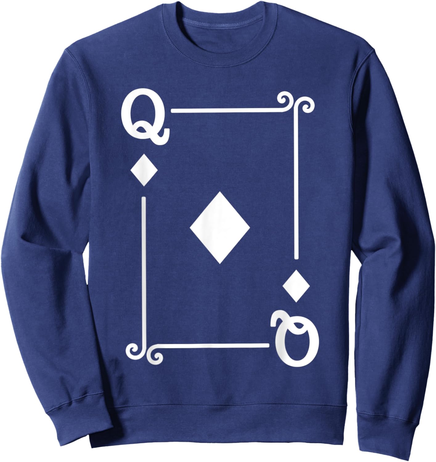 Playing Cards Costume - Queen Diamonds Card - Queen Card Sweatshirt - Sweatshirt | Navy