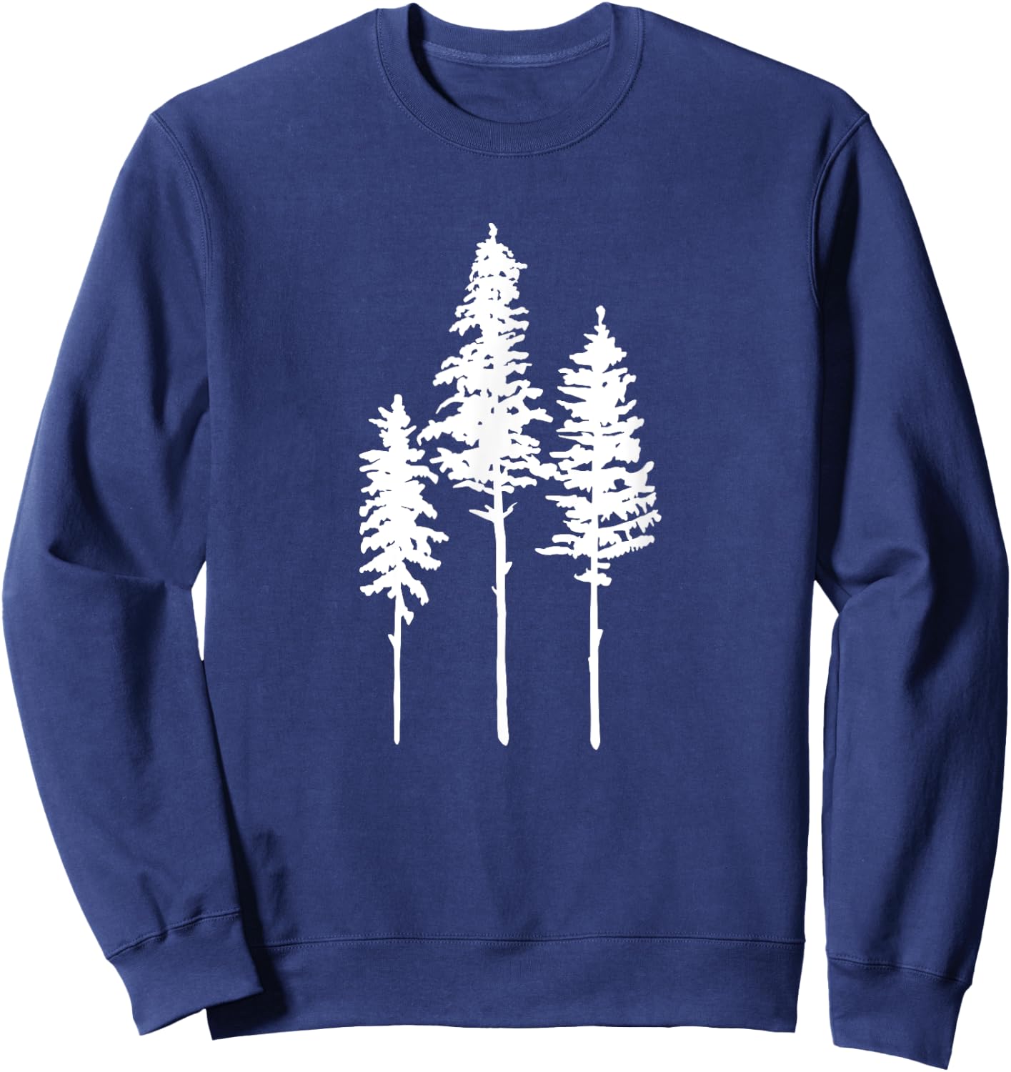 Skinny Pine Tree Graphic Funny Summer Hiking Nature Lover Women Kids Sweatshirt - Sweatshirt | Navy