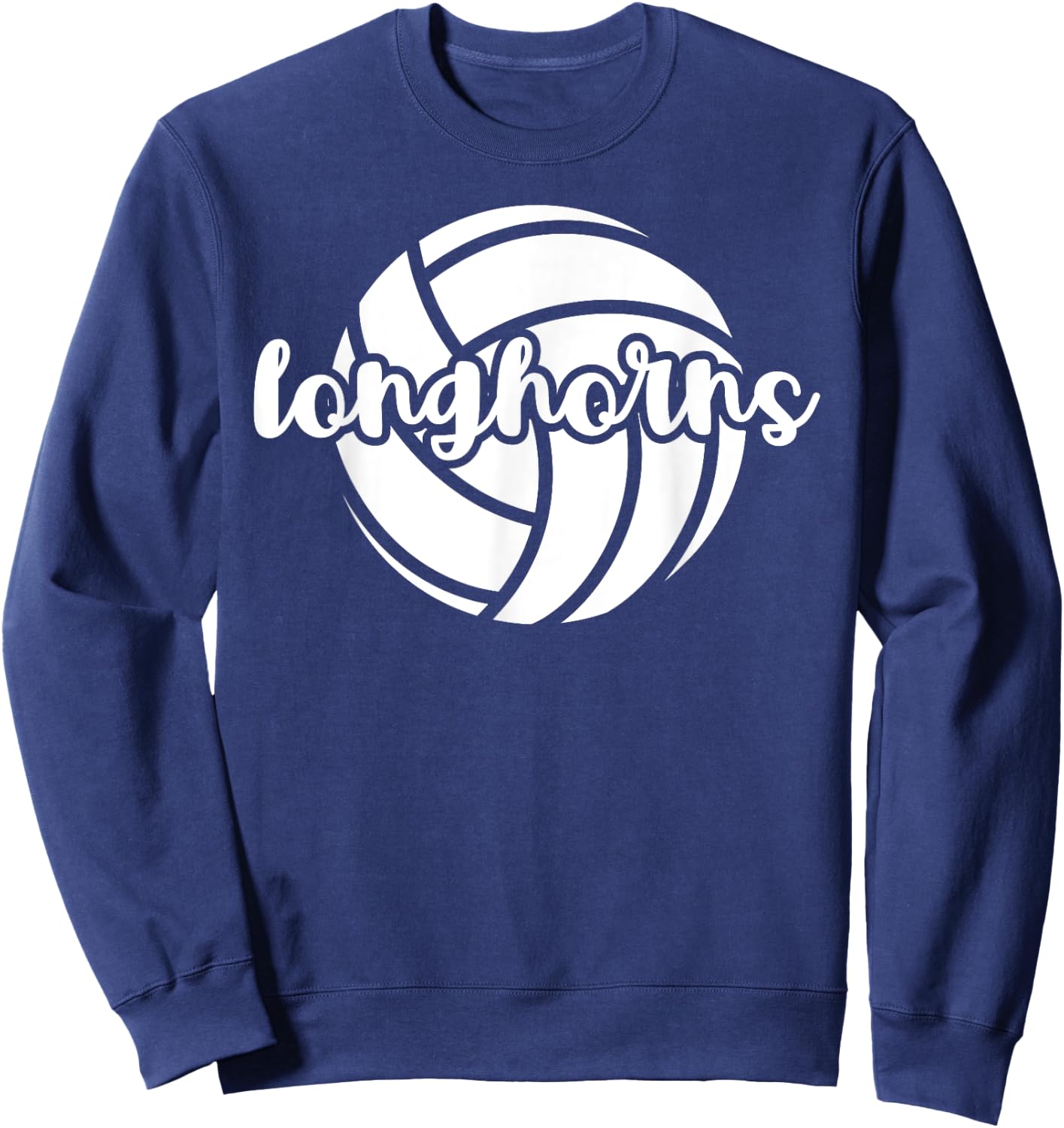 Longhorns Volleyball Team Mascot School Spirit Game Night Sweatshirt - Sweatshirt | Navy