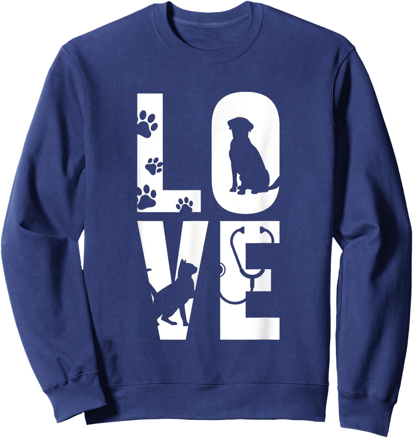 Cute Vet Tech LVT Love Animals Veterinary Technician Dog Cat Women Sweatshirt - Sweatshirt | Navy