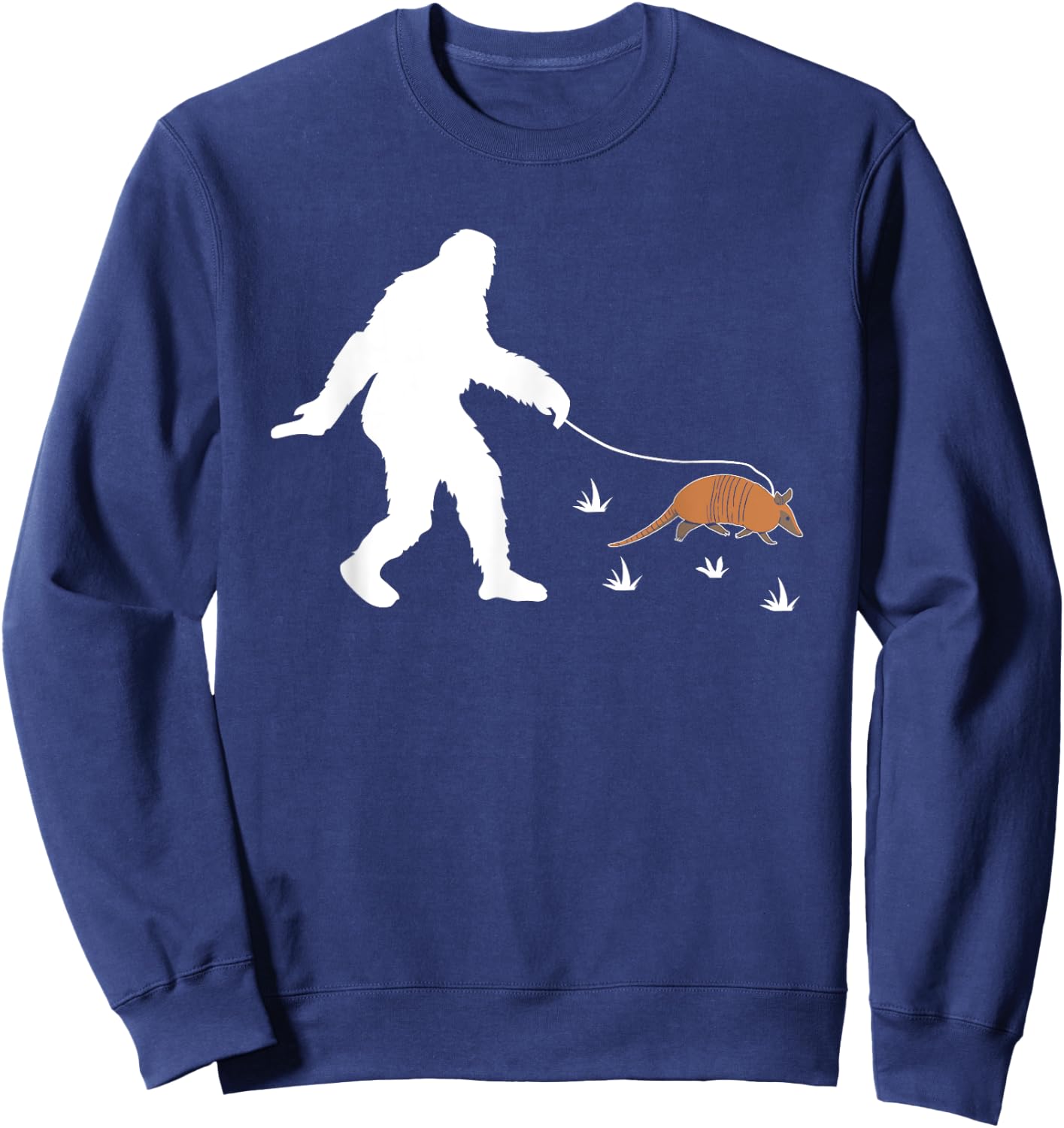 Funny Bigfoot Walking An Armadillo Sweatshirt - Sweatshirt | Navy