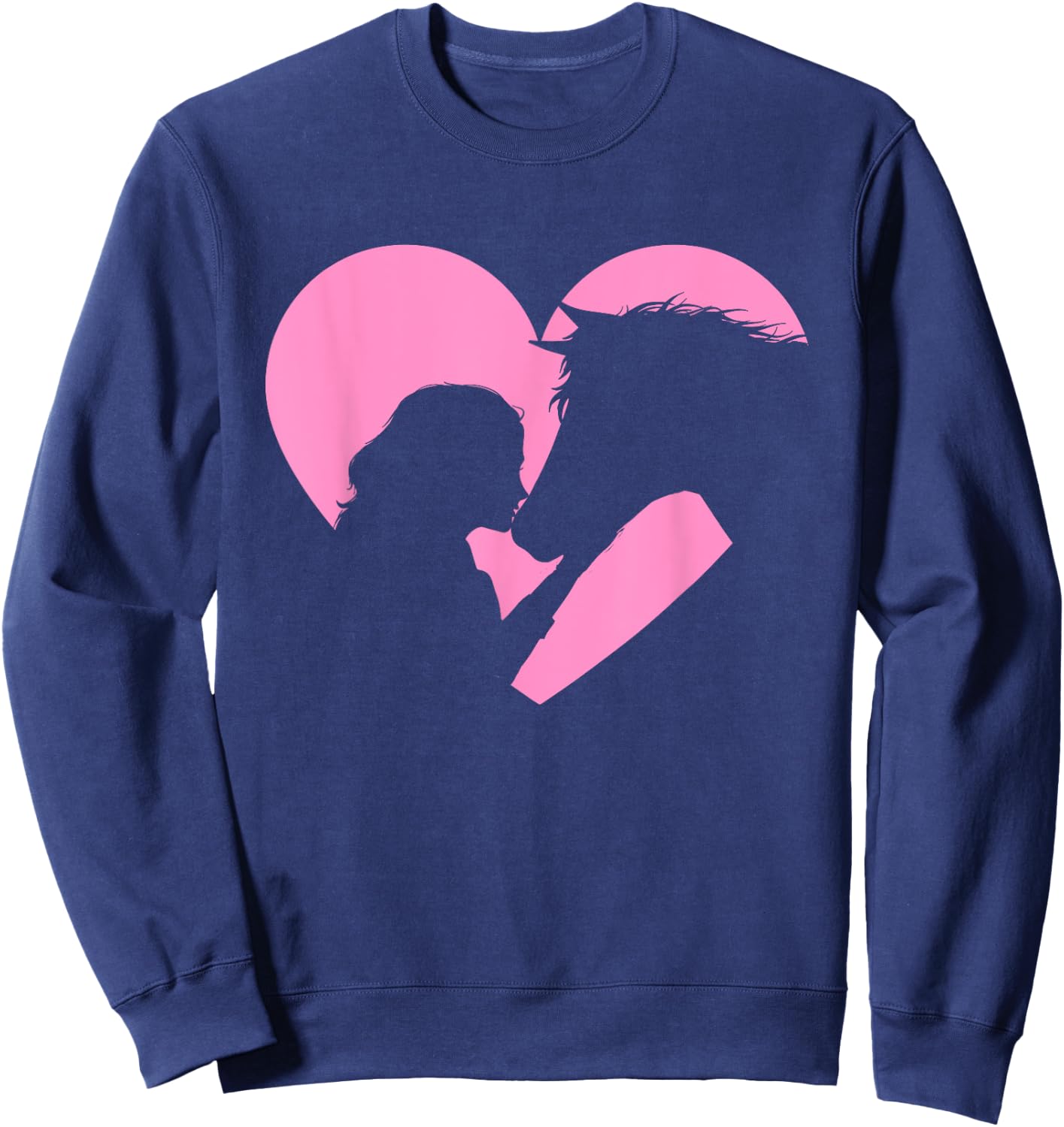 Horse Lover - Girl Kissing Horses Horseman Horseback Riding Sweatshirt - Sweatshirt | Navy