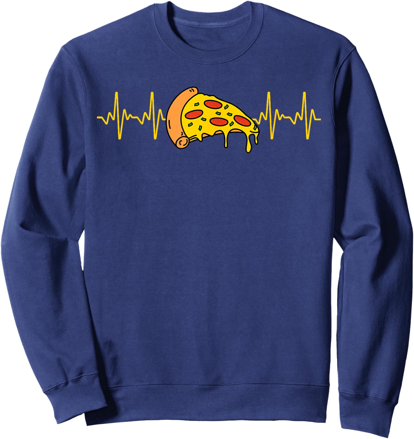 Cute Pizza Design Women Kids Heartbeat Pizza Lovers Sweatshirt - Sweatshirt | Navy
