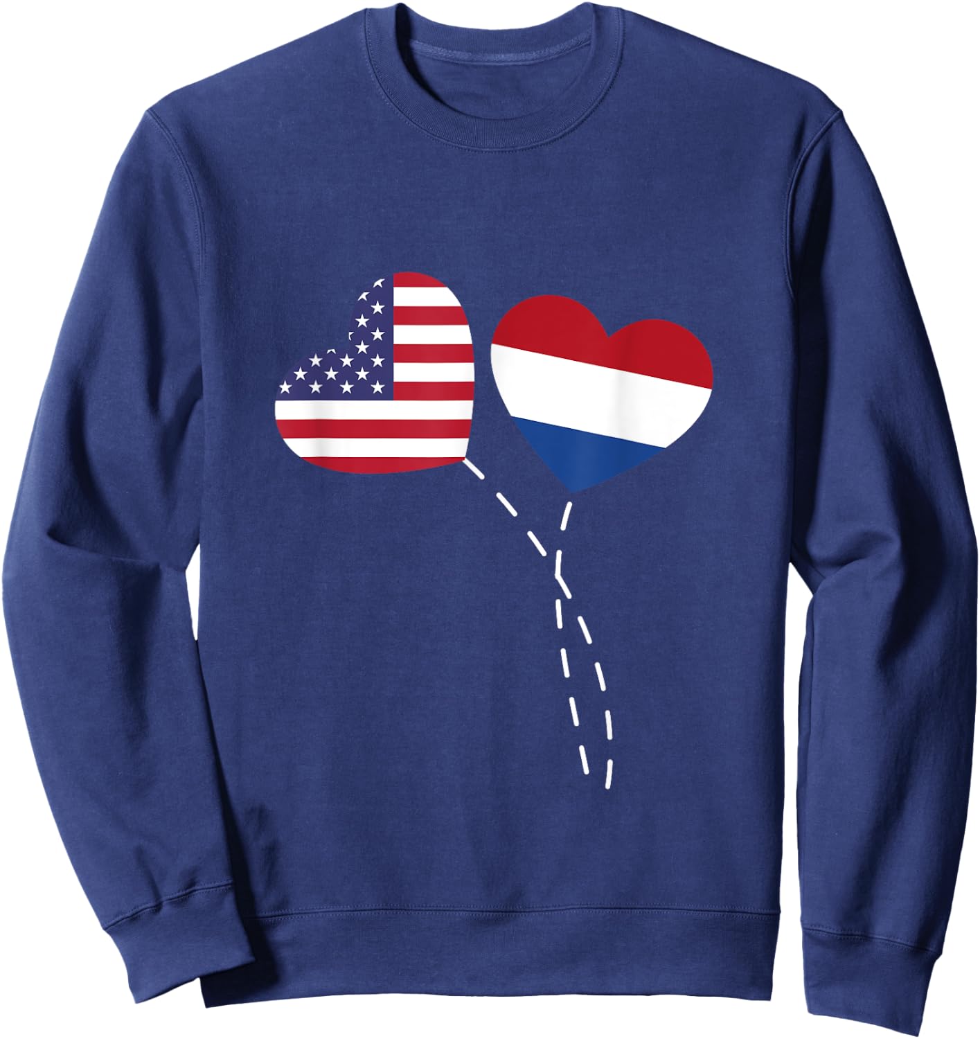 Loving USA Netherlands Flag Heart Dutch Americans Love Sweatshirt - Sweatshirt | Navy