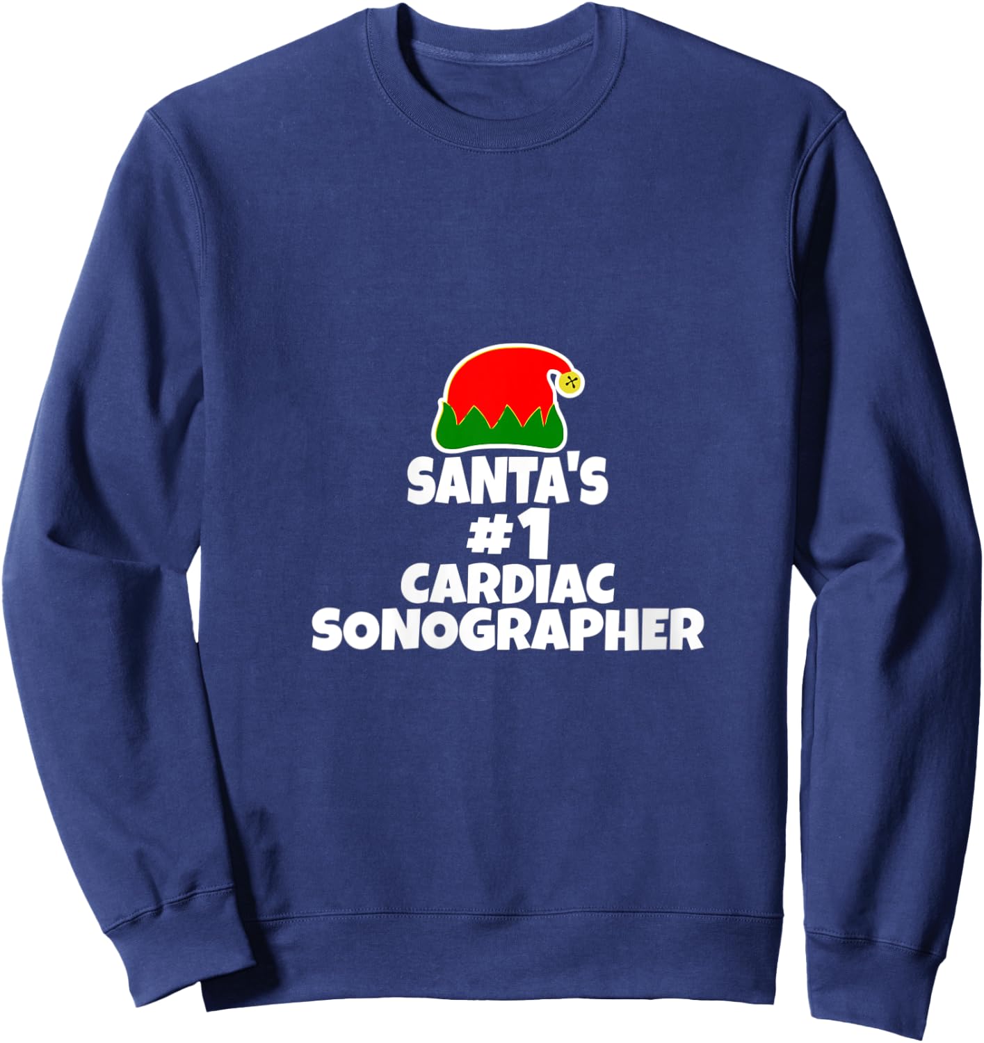 Santa's #1 Cardiac Sonographer Echo Tech Christmas Holiday V-Neck Sweatshirt - Sweatshirt | Navy