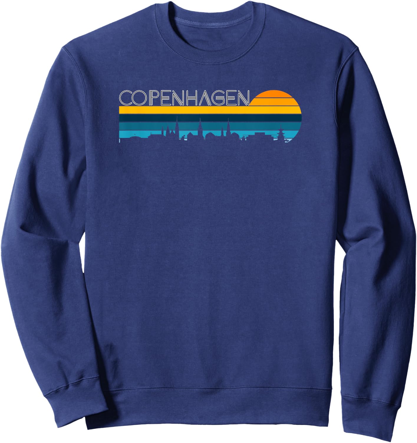 Copenhagen Skyline - Vintage Retro Sunset Kopenhagen Sweatshirt - Sweatshirt | Navy