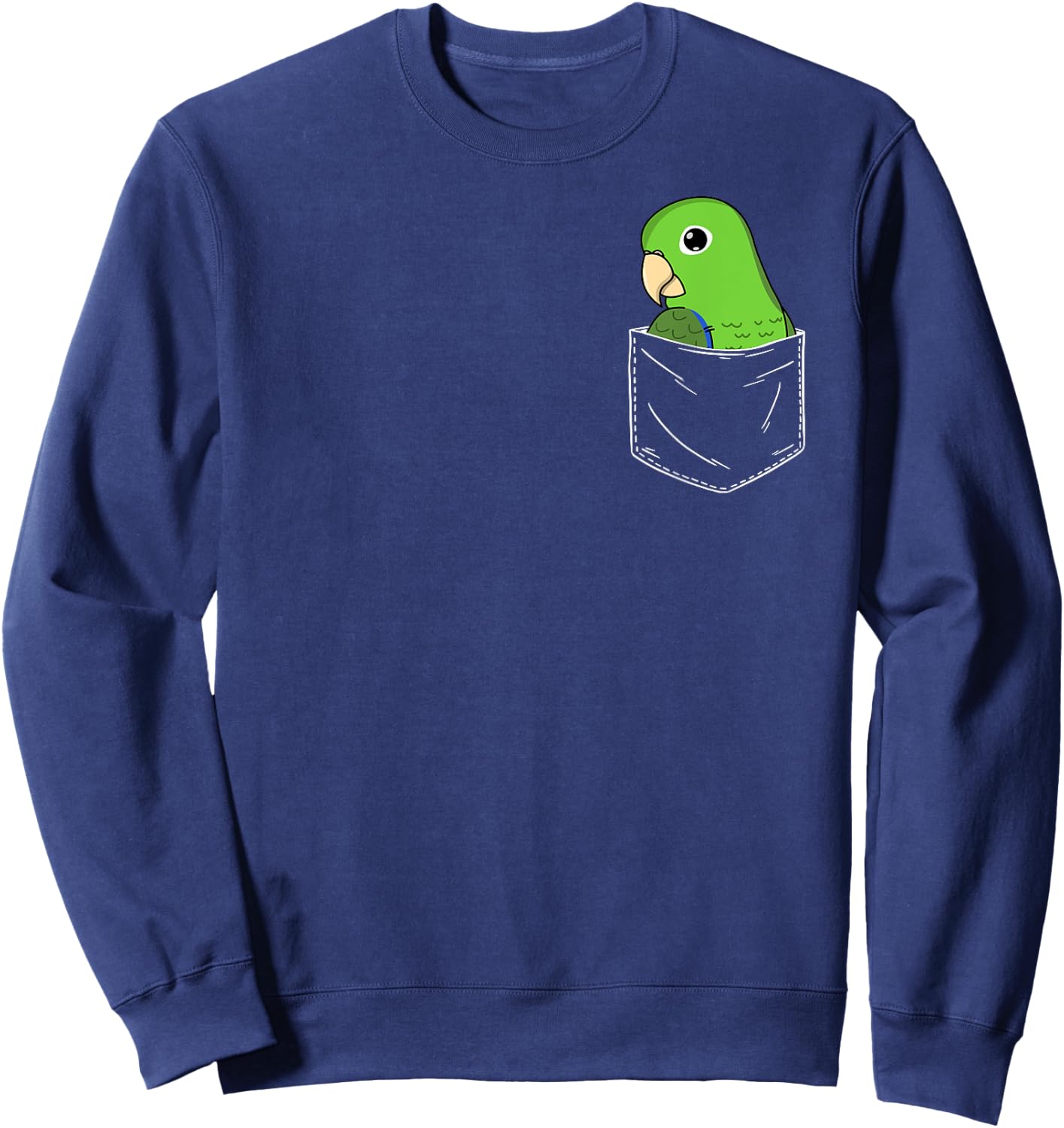 Cute Parrot In A Pocket I Green Parrotlet Sweatshirt - Sweatshirt | Navy