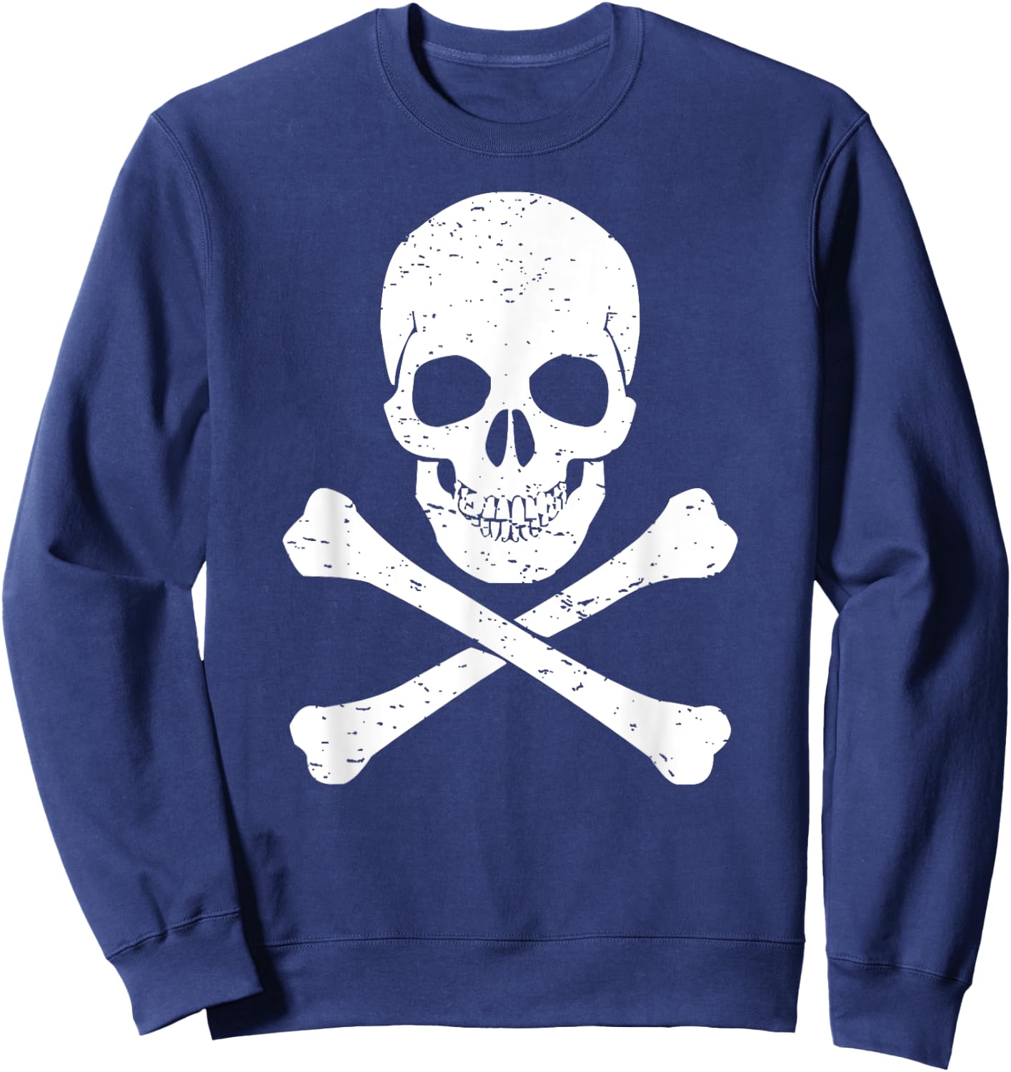 Skull & Cross Bones Vintage Pirate Halloween Lazy Costume Sweatshirt - Sweatshirt | Navy