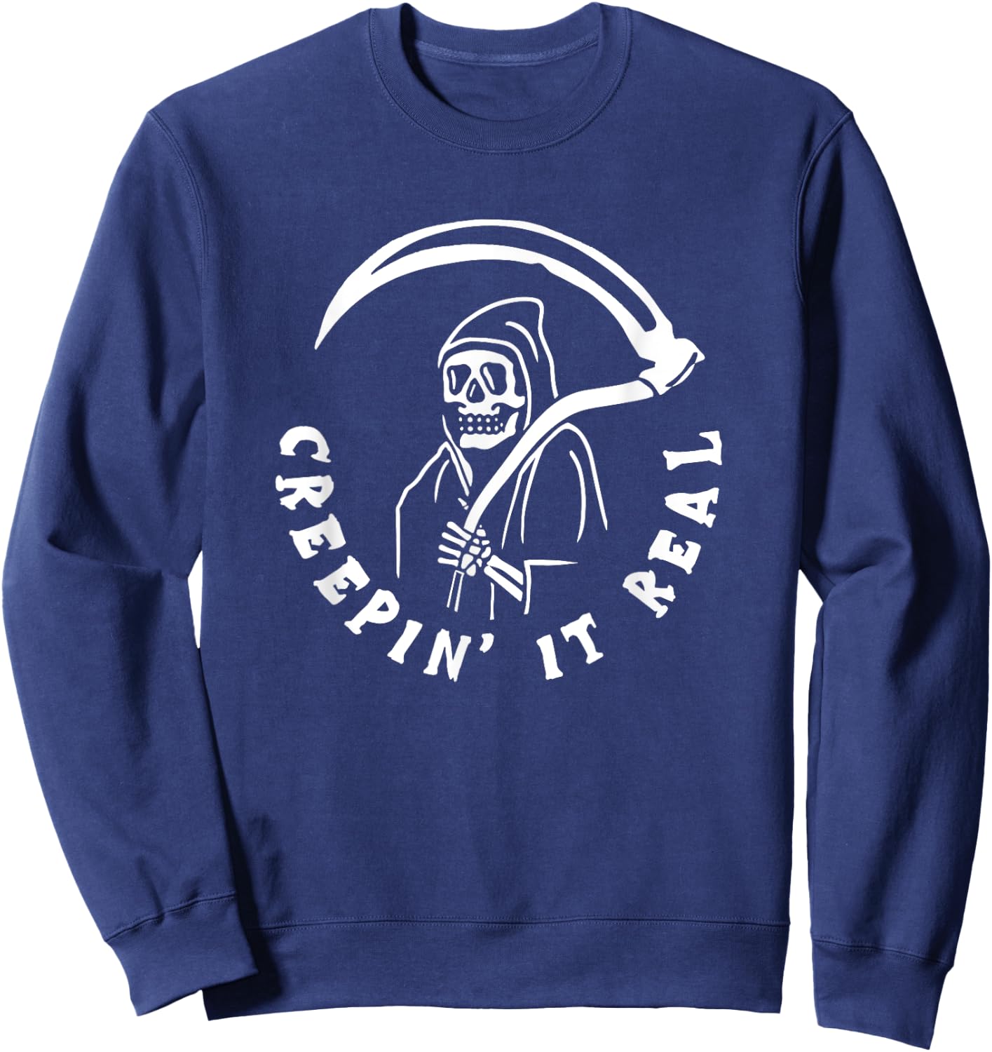 Creepin It Real Grim Reaper Halloween Sweatshirt - Sweatshirt | Navy